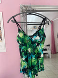 Green tropical cami top