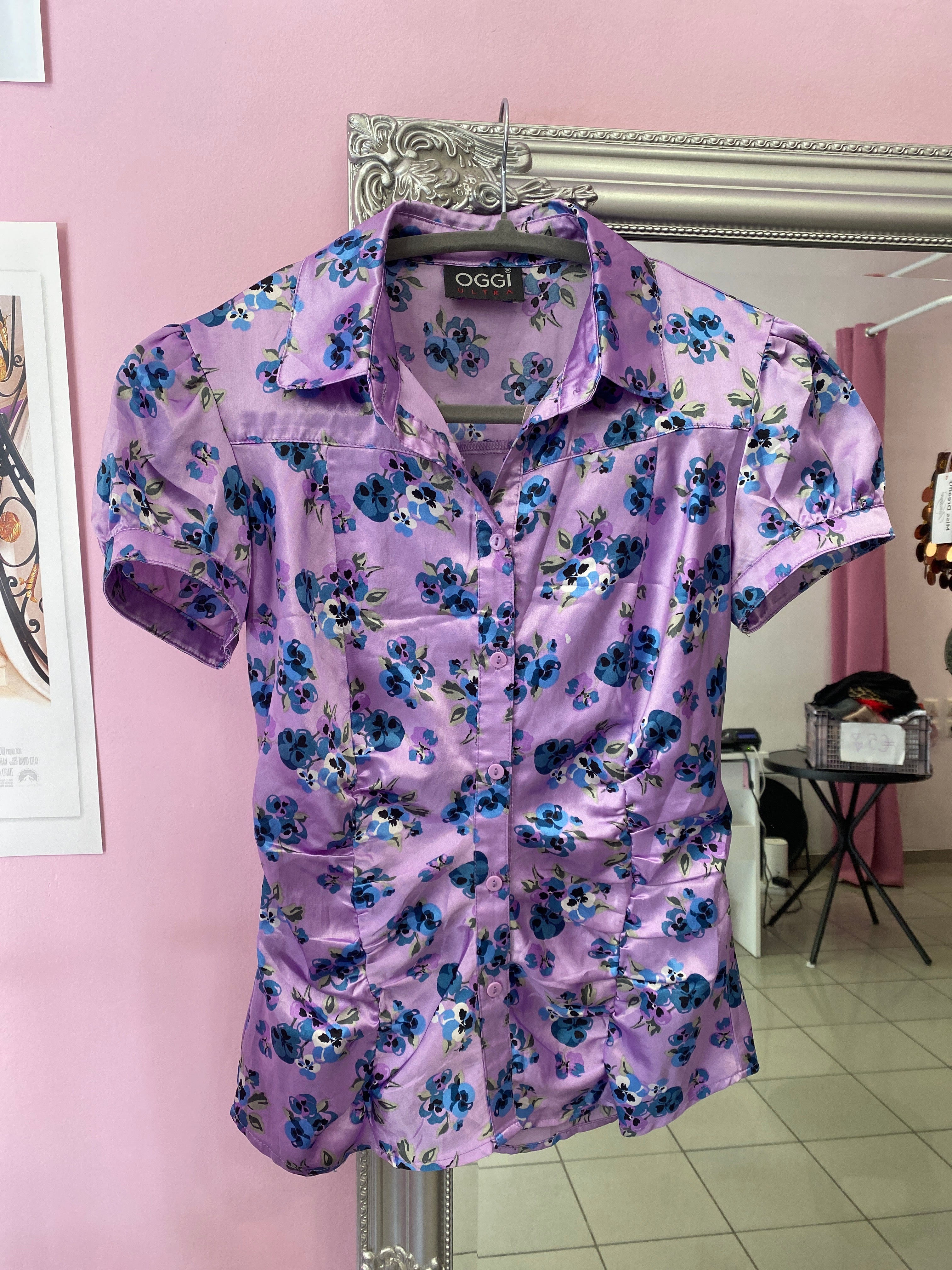 2000s lilac satin blouse