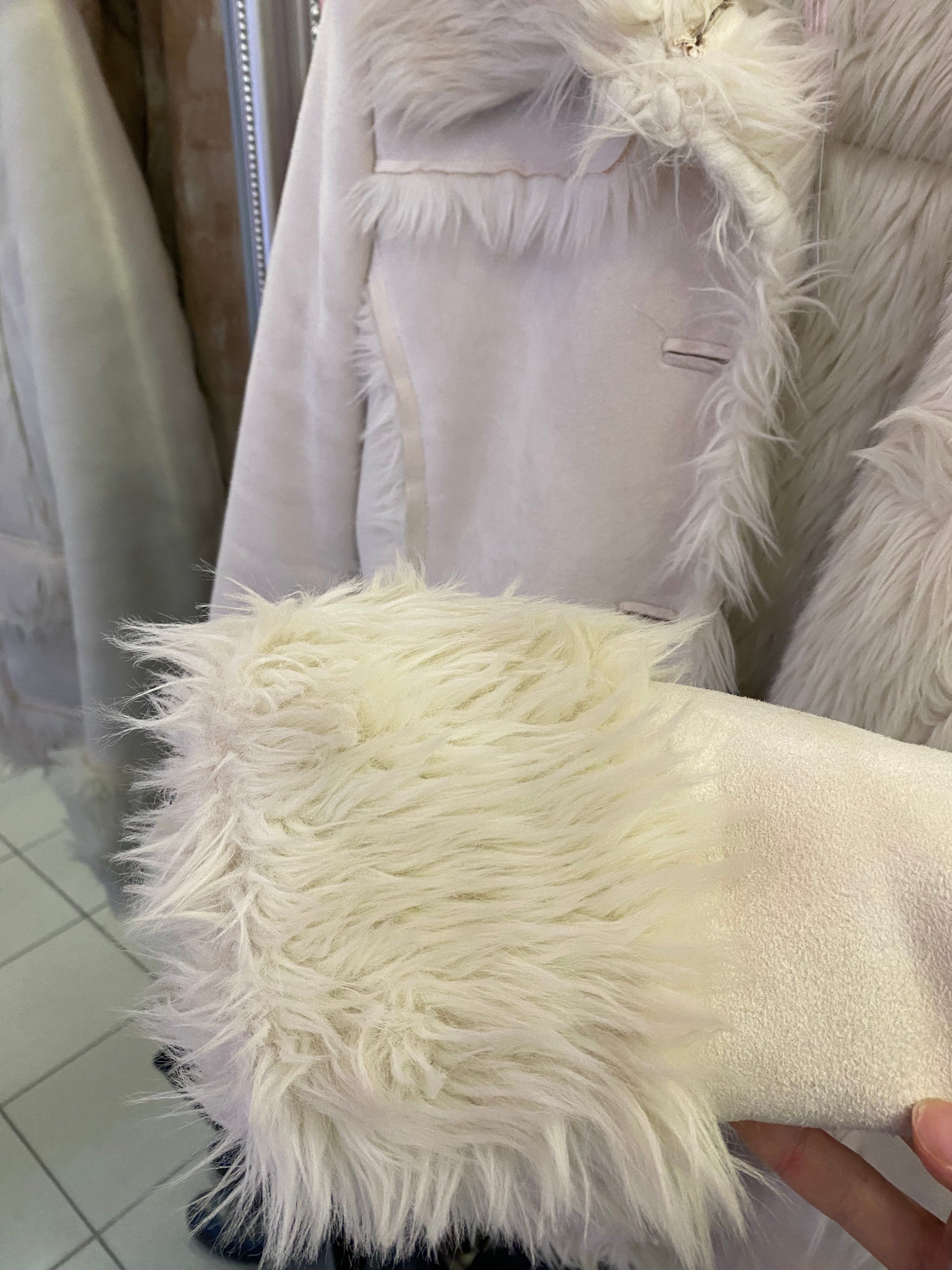 White faux fur jacket