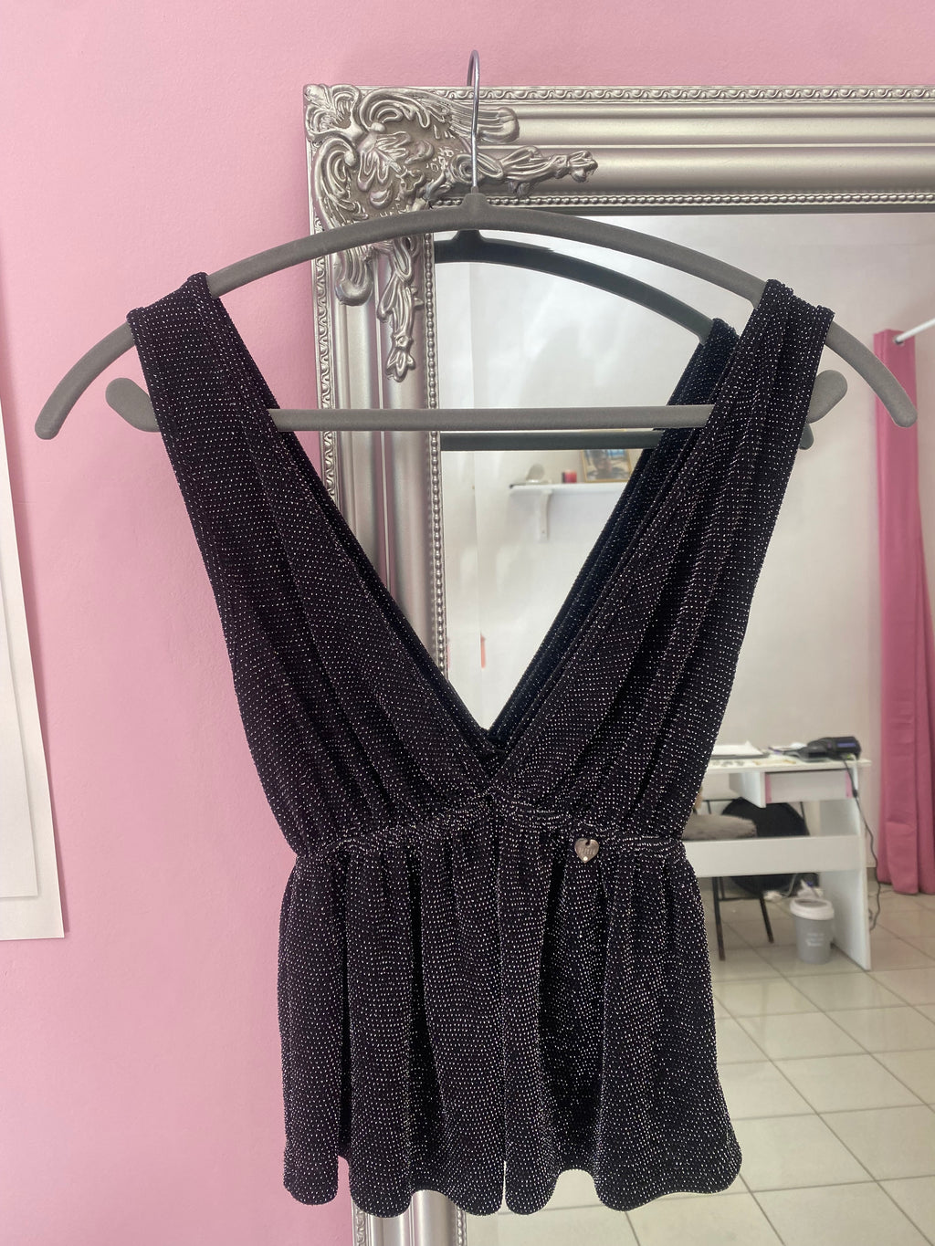 Black sparkly summer top