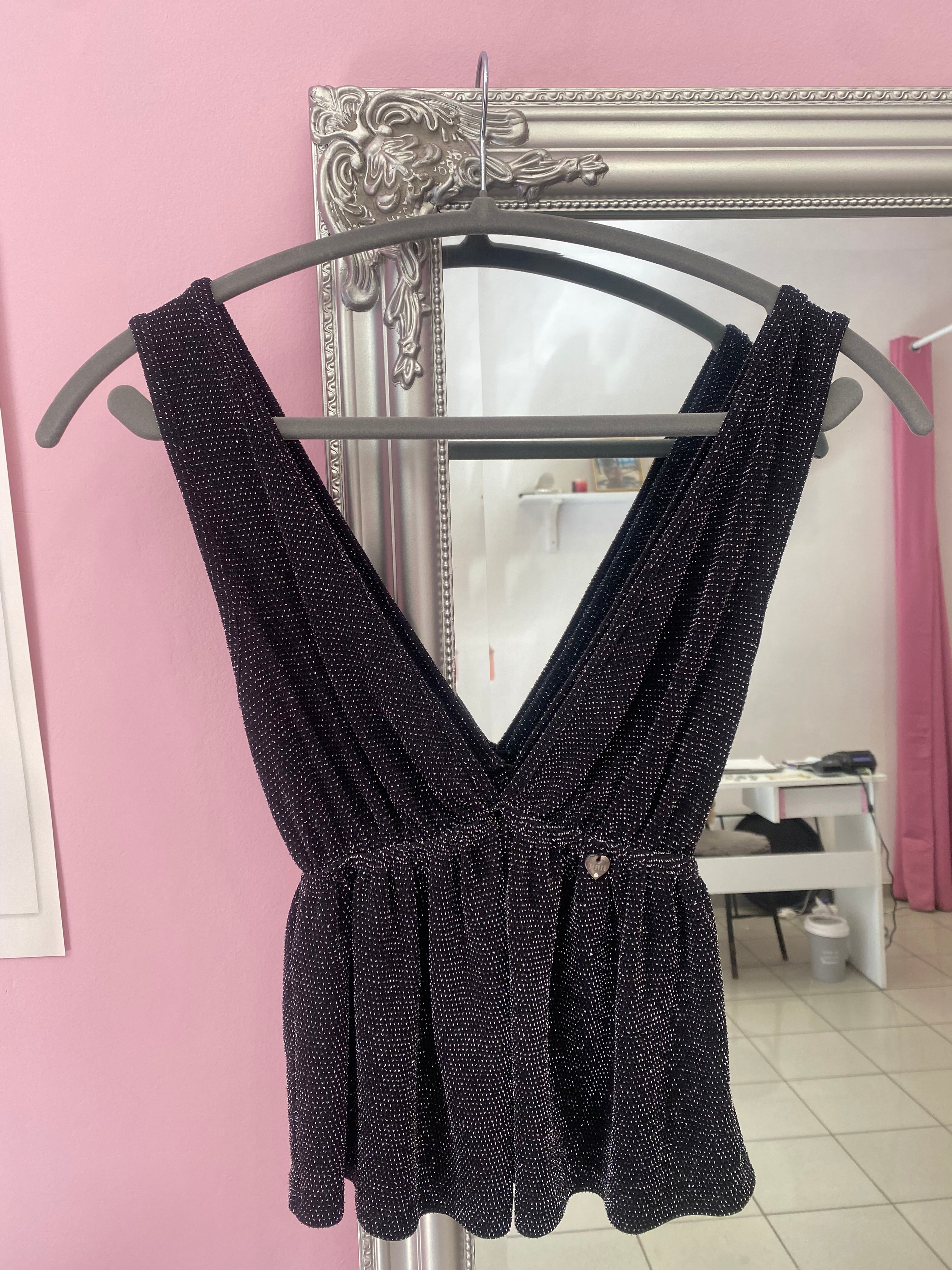 Black sparkly summer top