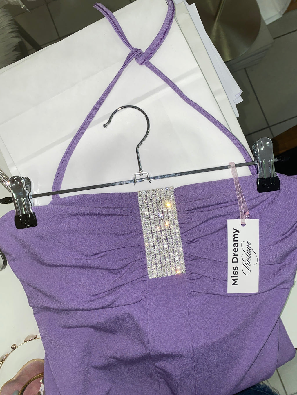 Lilac y2k top with bling