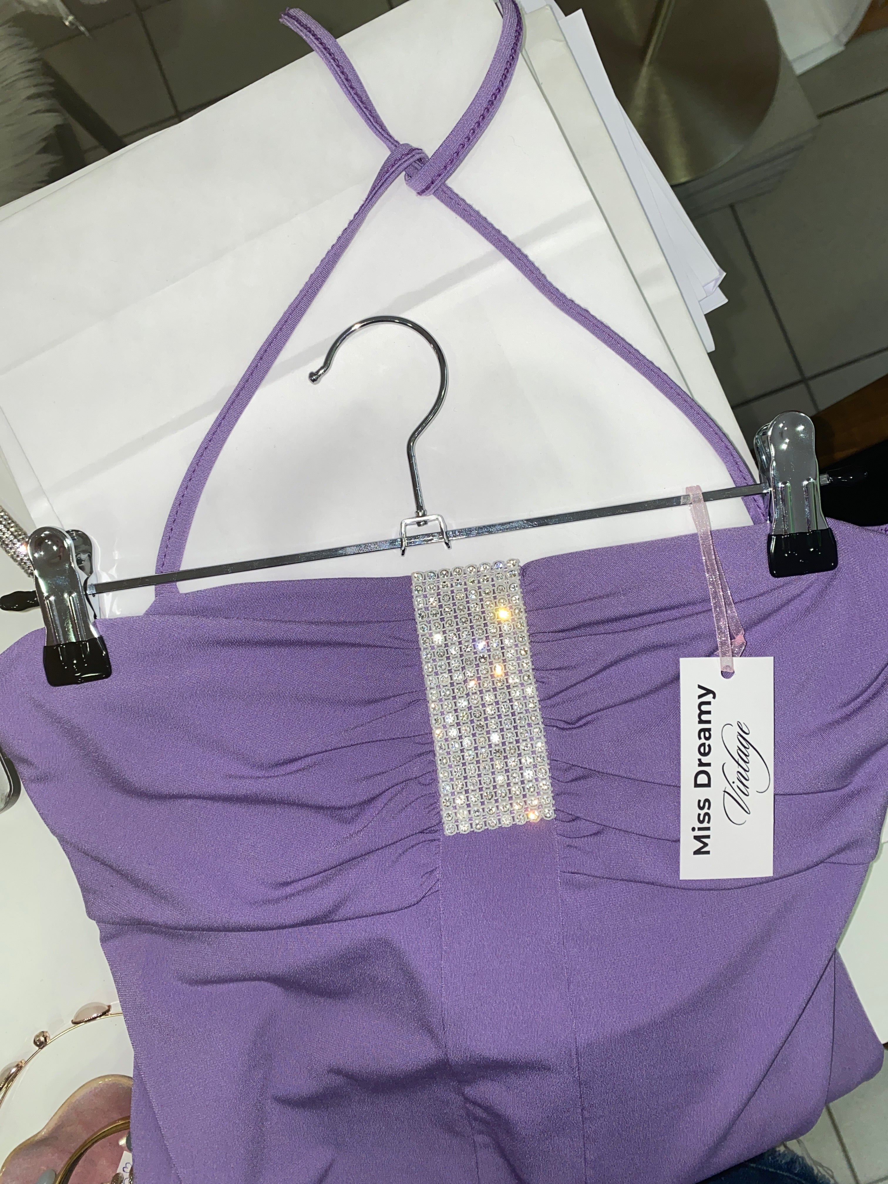 Lilac y2k top with bling
