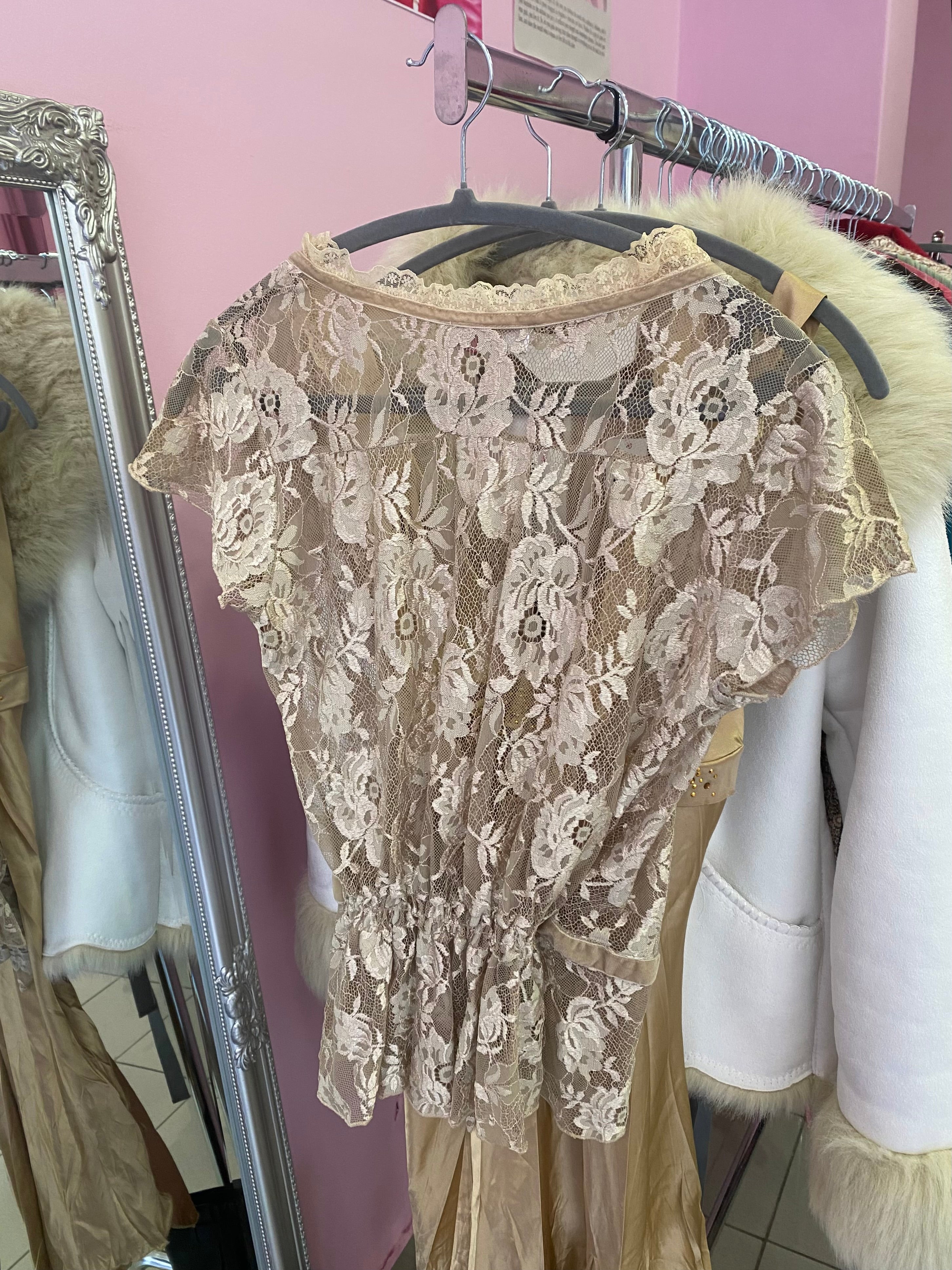Beige lace cover up top