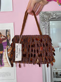 Chocolate brown sequin mini bag