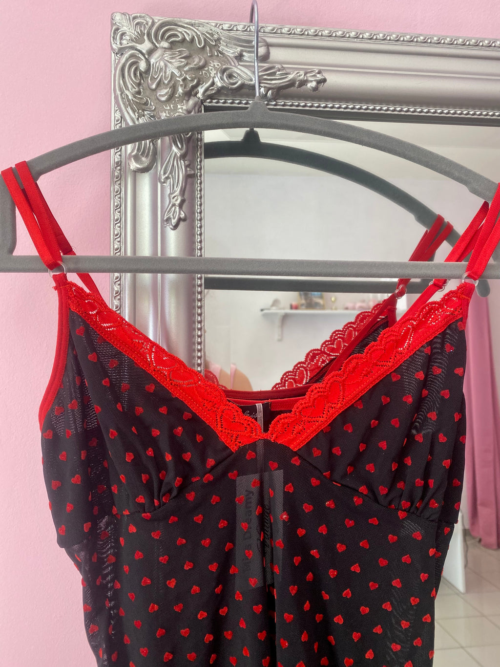 Black & red cami top with hearts