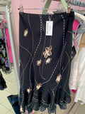 Black floral midi skirt