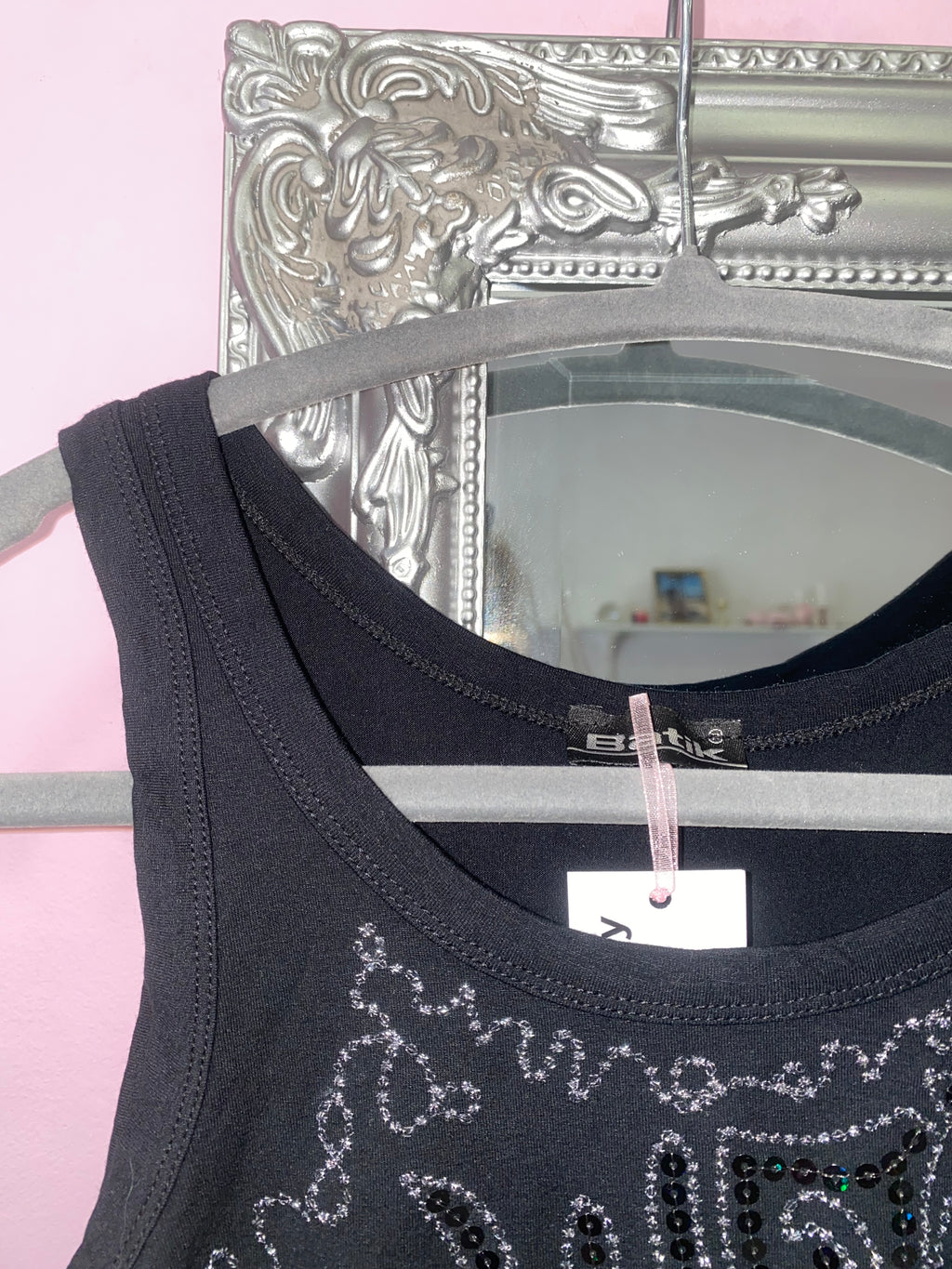 Black tank with sequin pattern