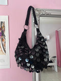 Black sequin shoulder bag