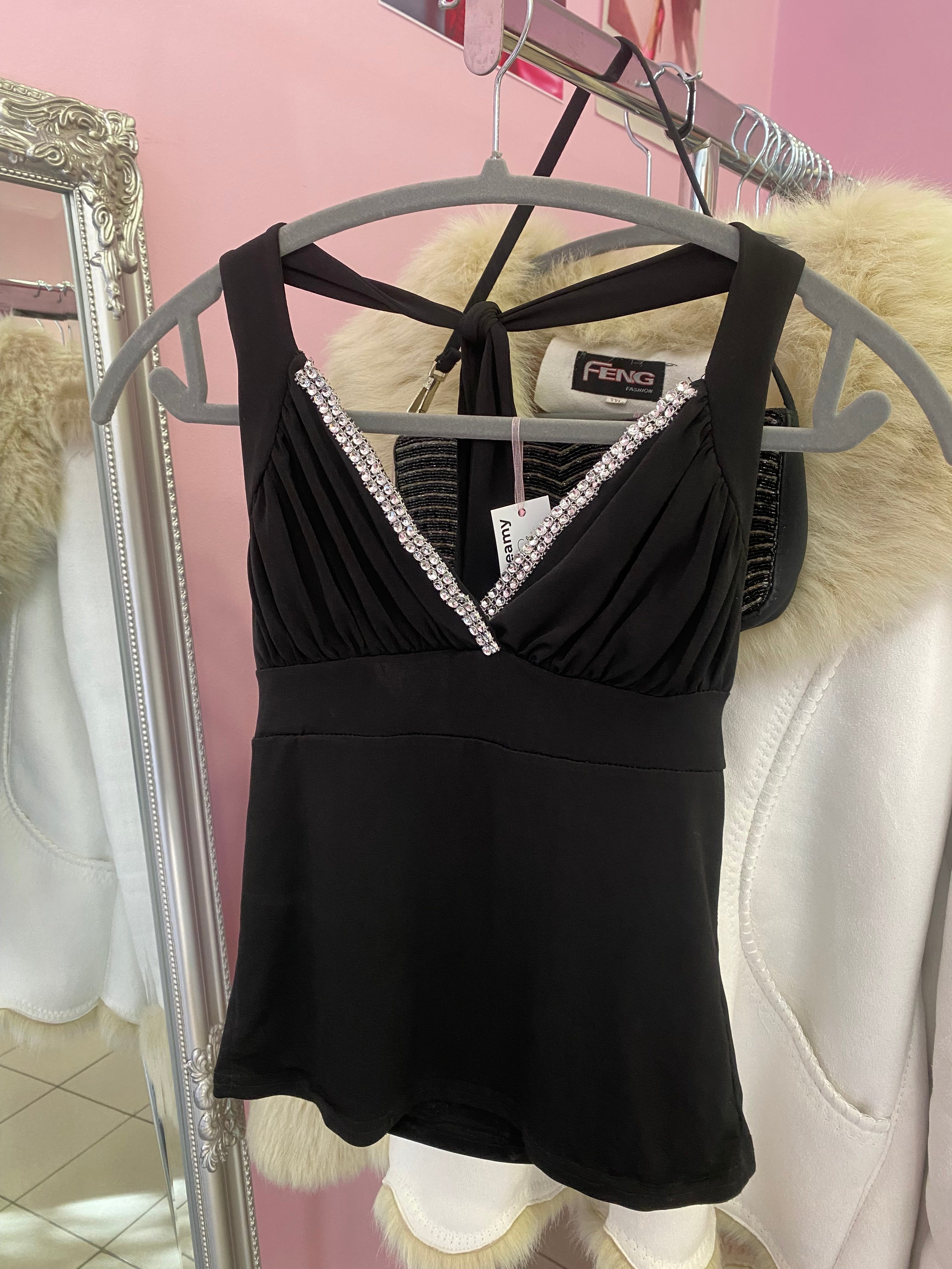 Black halter neck top