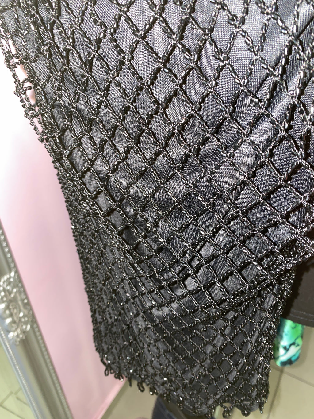 Beaded fishnet top