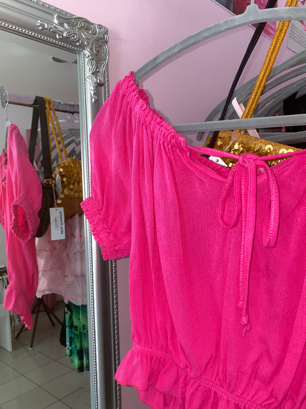 Hot pink barbie crop top