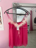 Pink cami with fluff