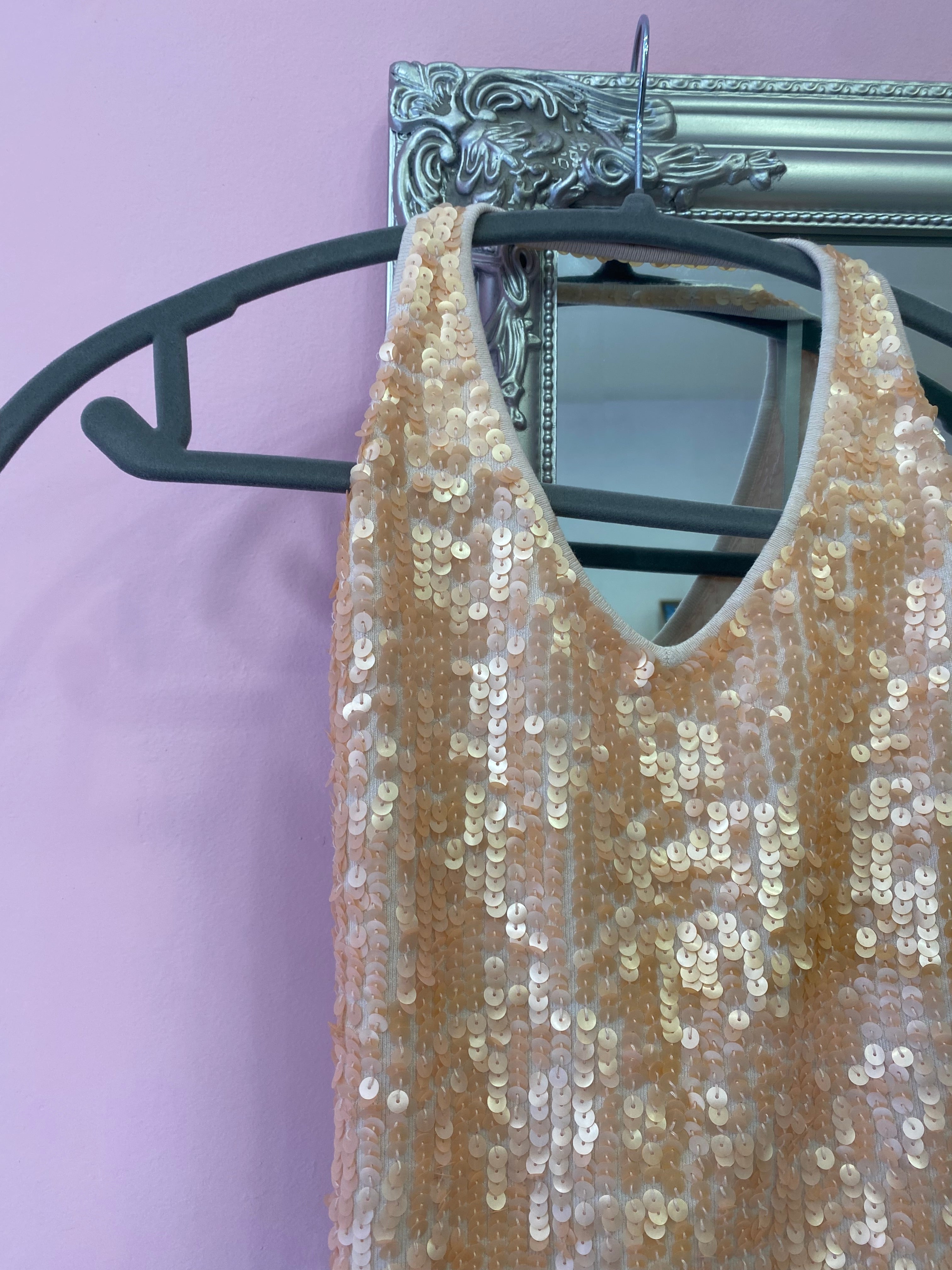 Golden sequin halter neck top