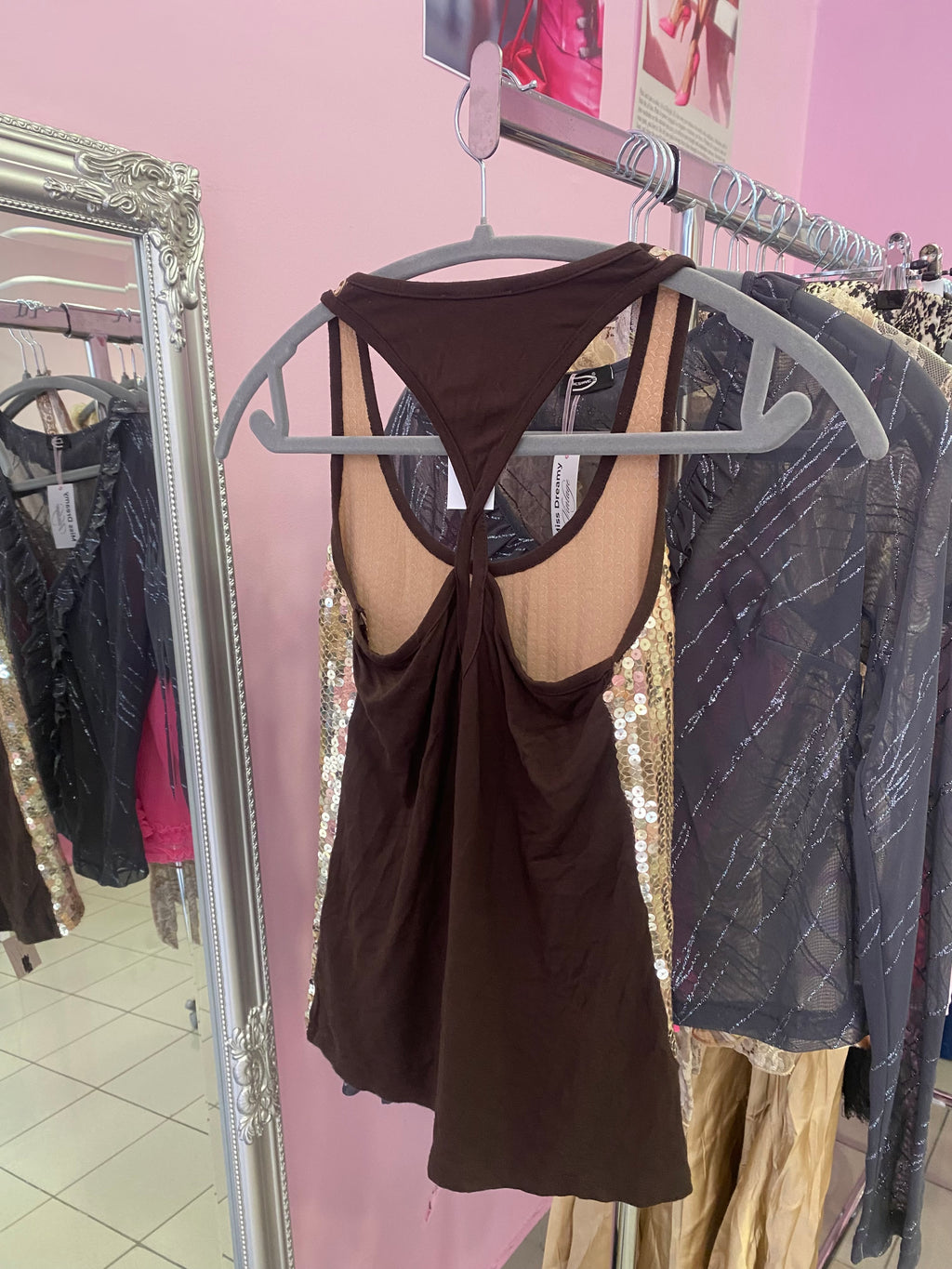 Sequin party tank top