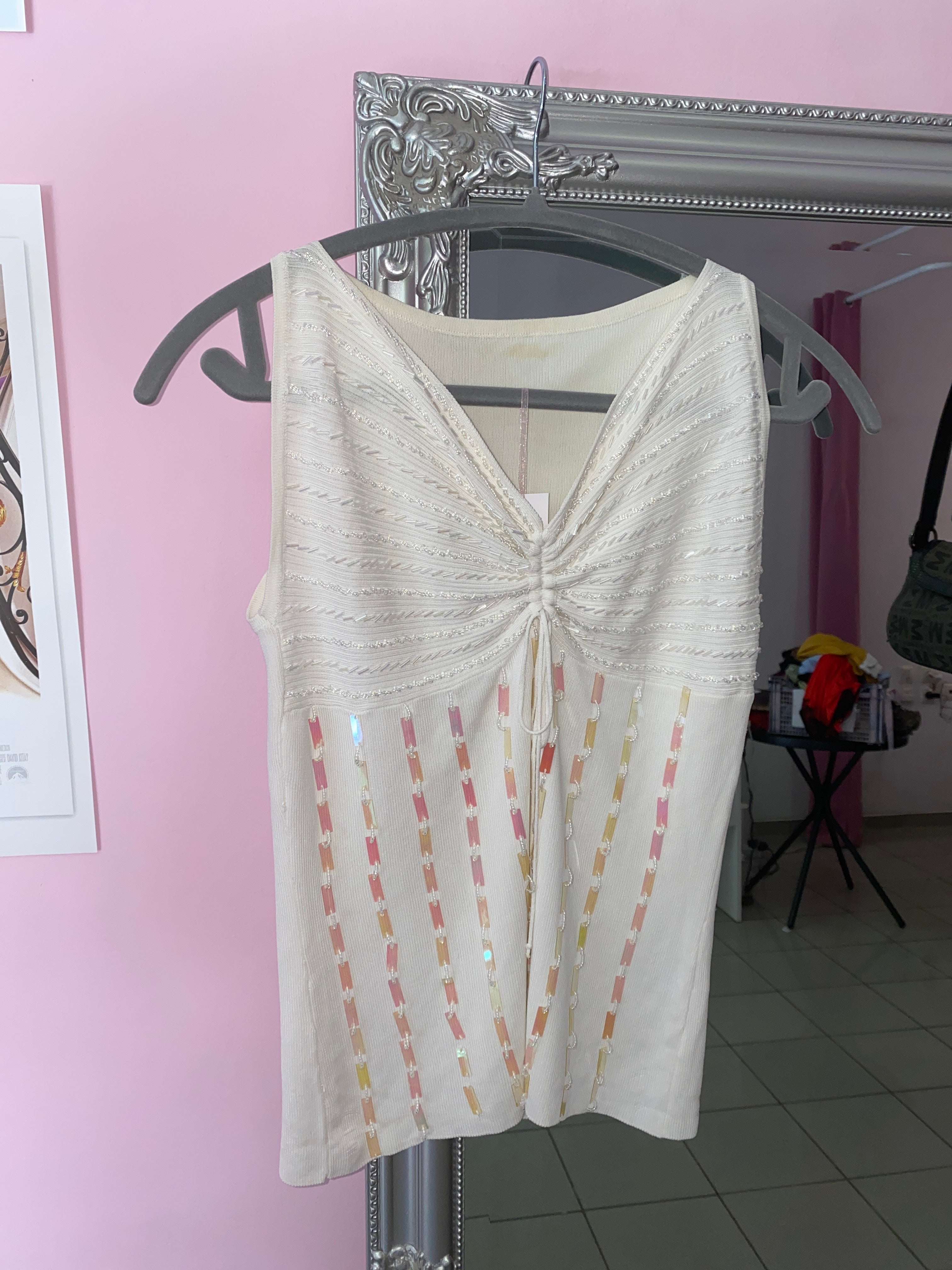 Beaded white top