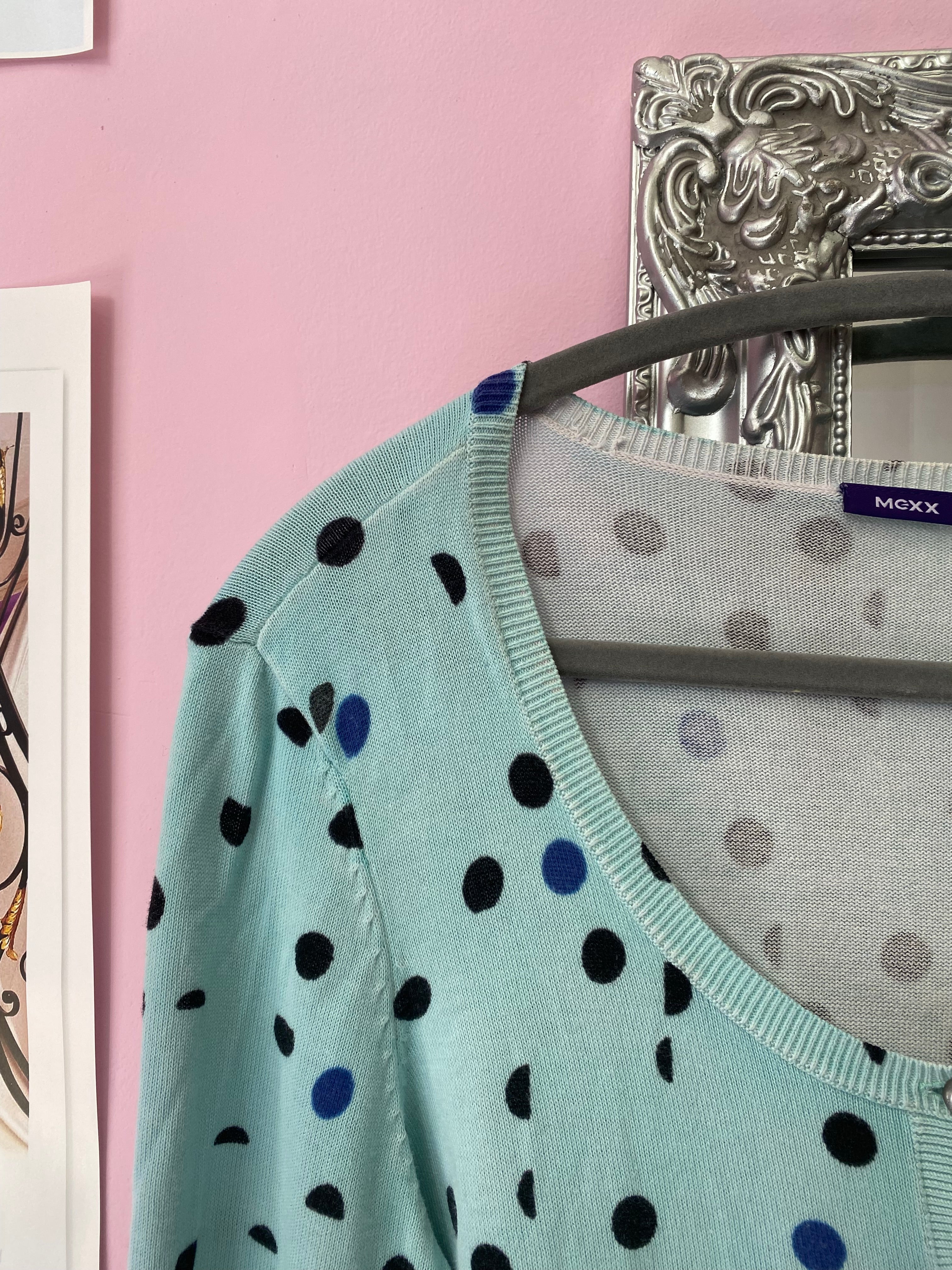 Y2K baby blue polkadot cardigan