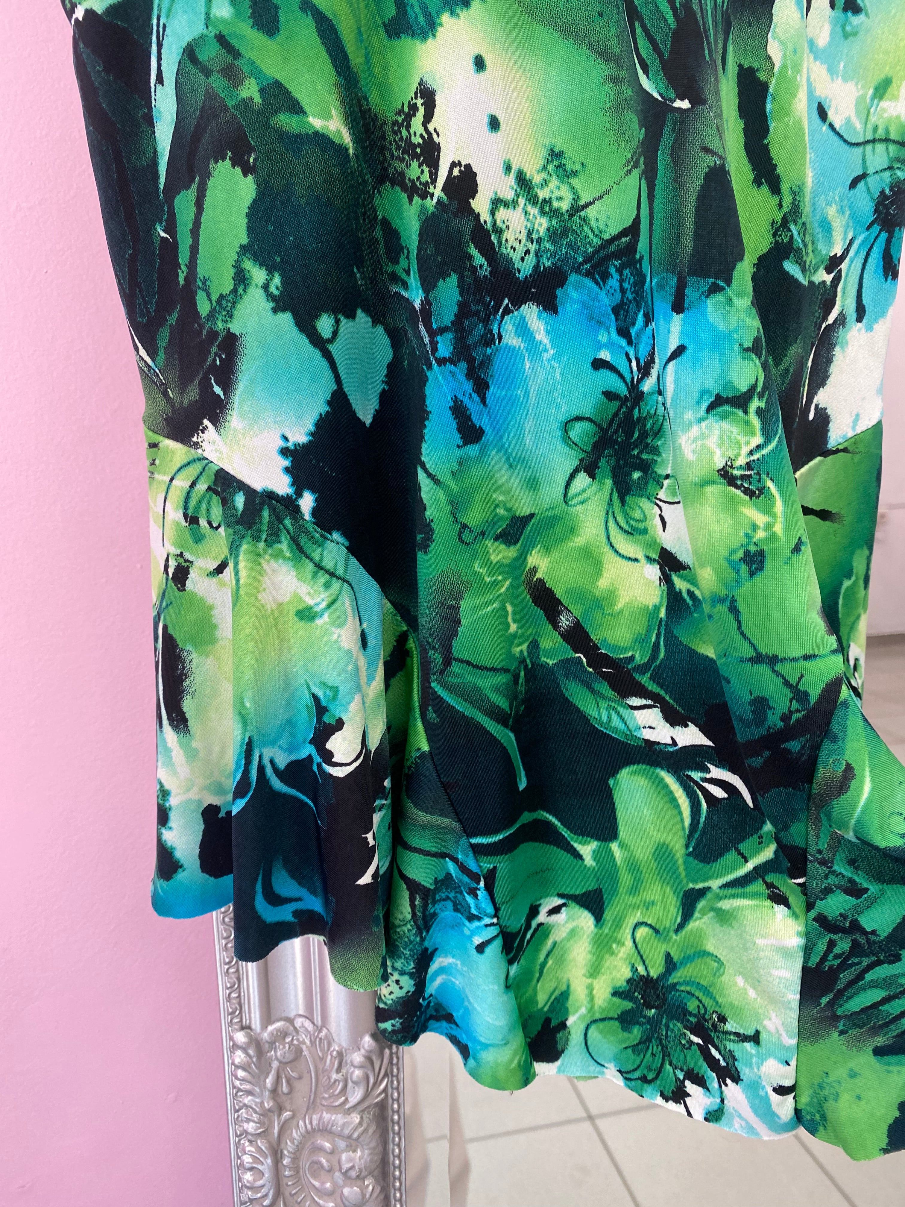 Green tropical cami top