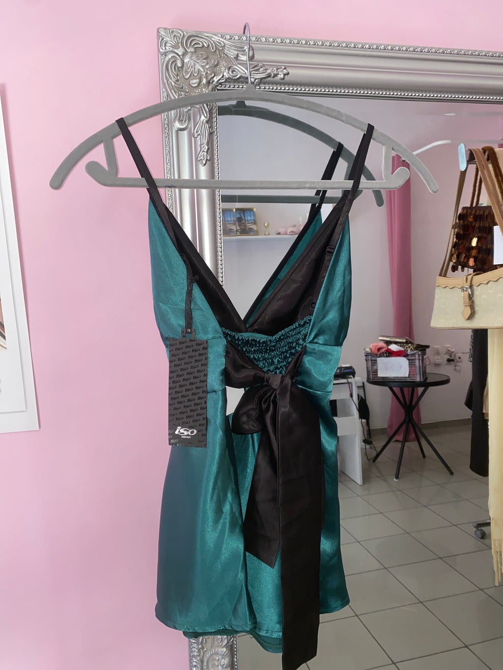 Satin green cami top