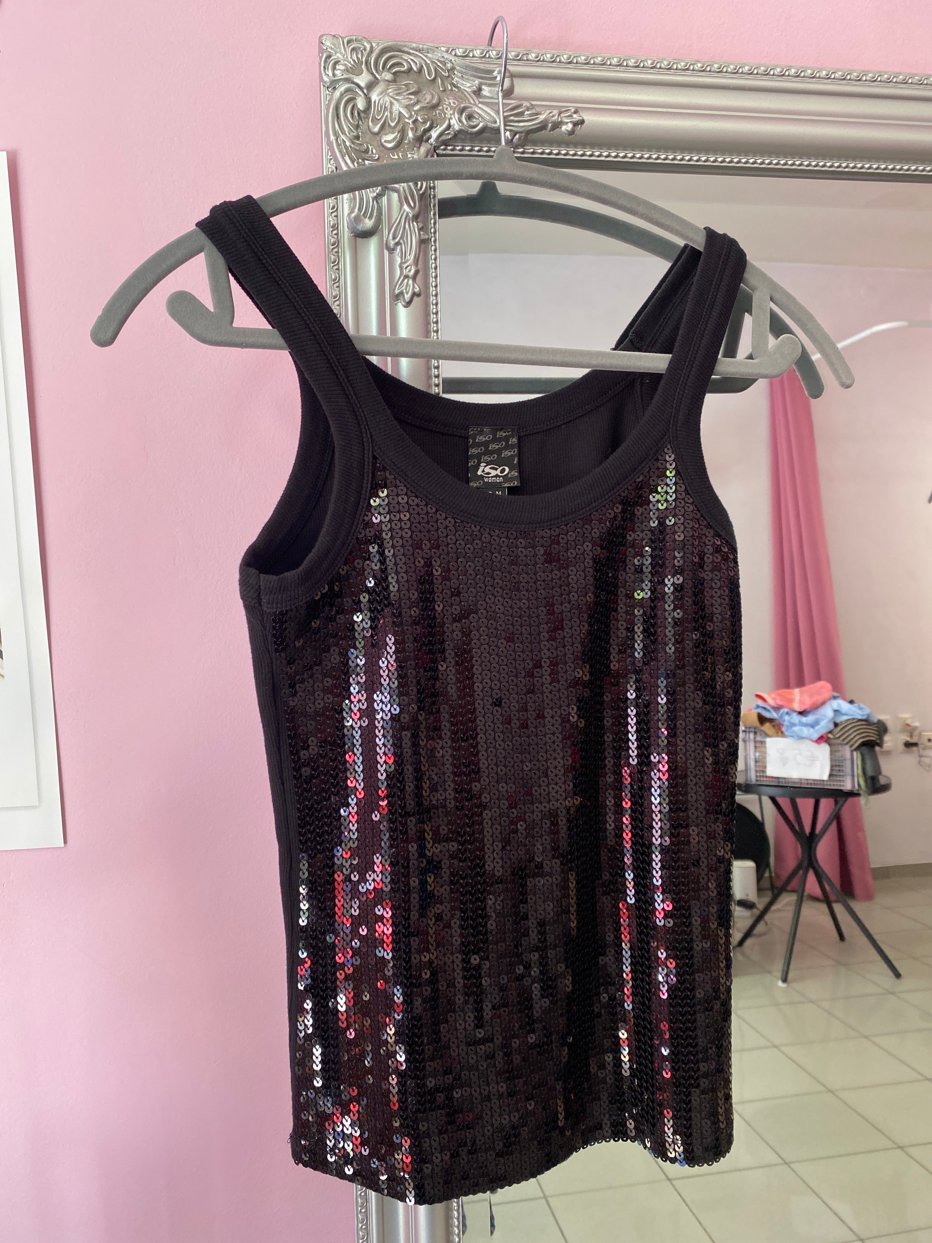Black sequin tank