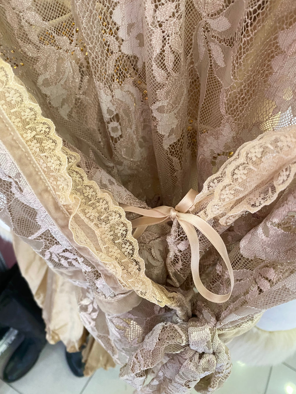 Beige lace cover up top