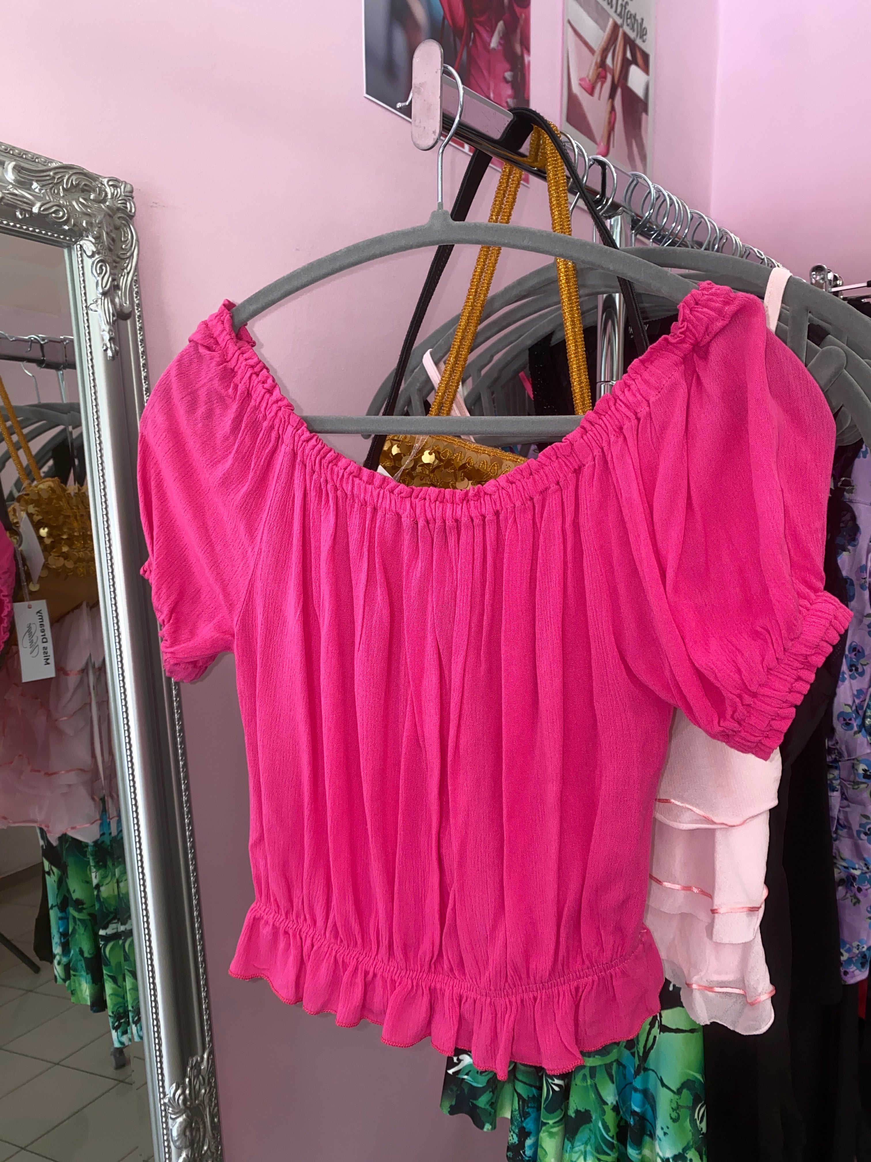 Hot pink barbie crop top