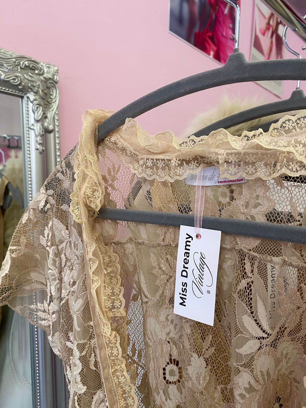 Beige lace cover up top