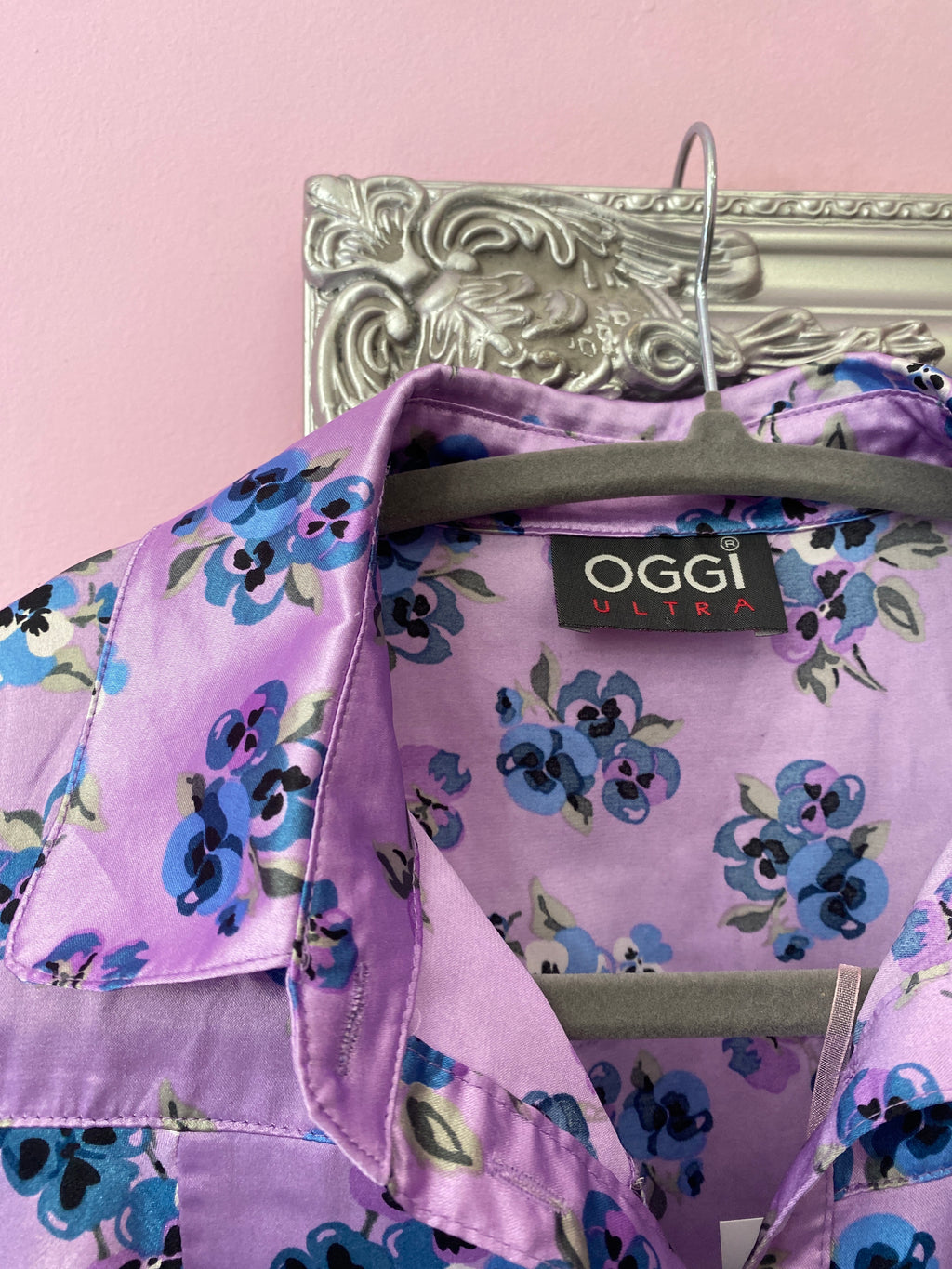2000s lilac satin blouse