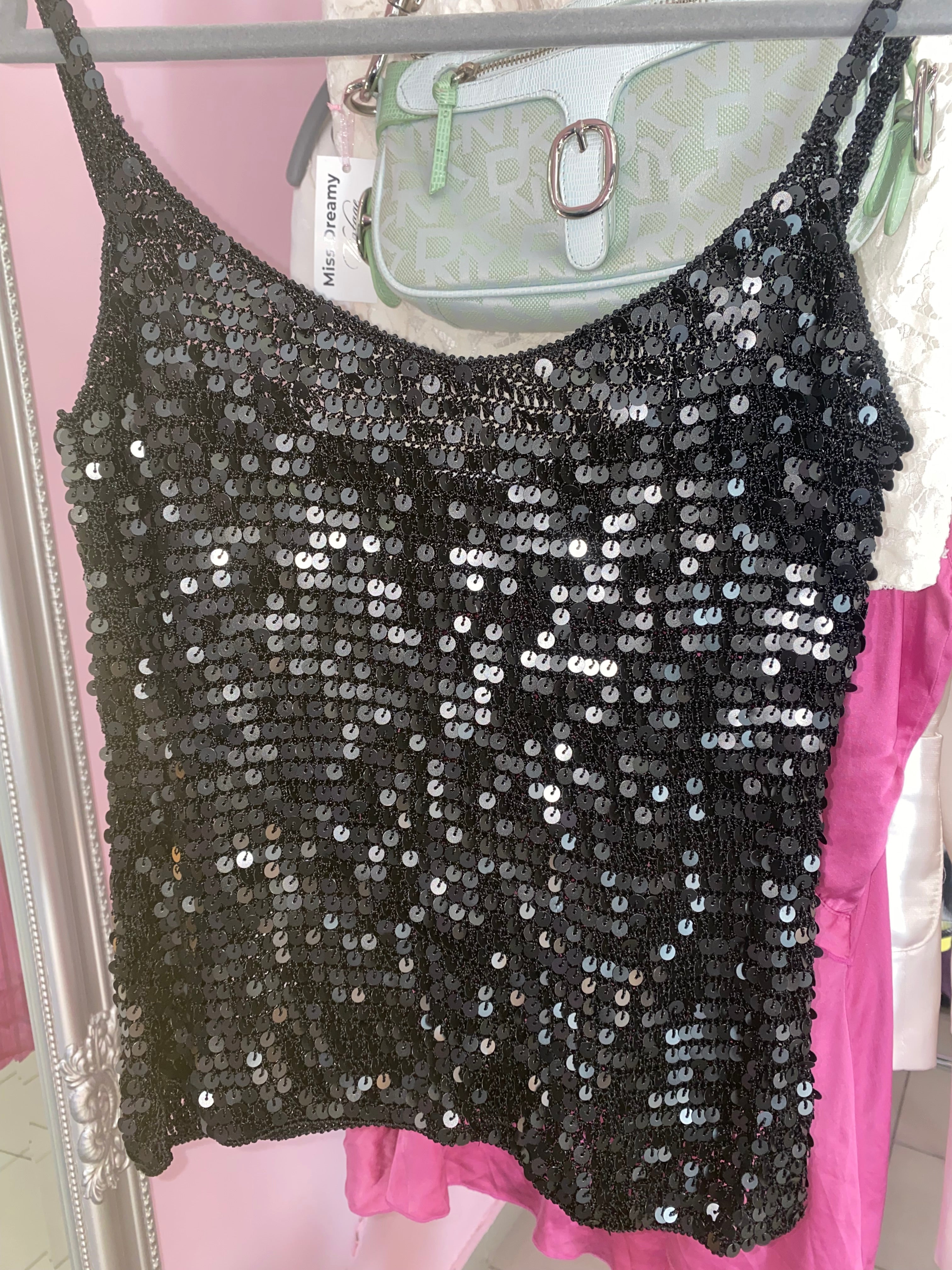 Black sequin top