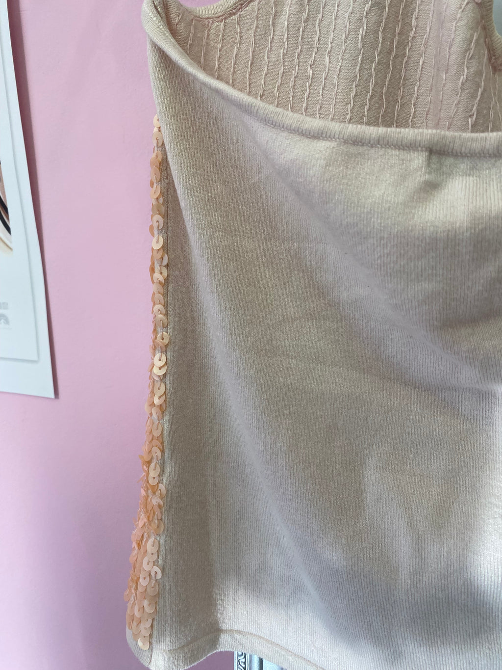 Golden sequin halter neck top