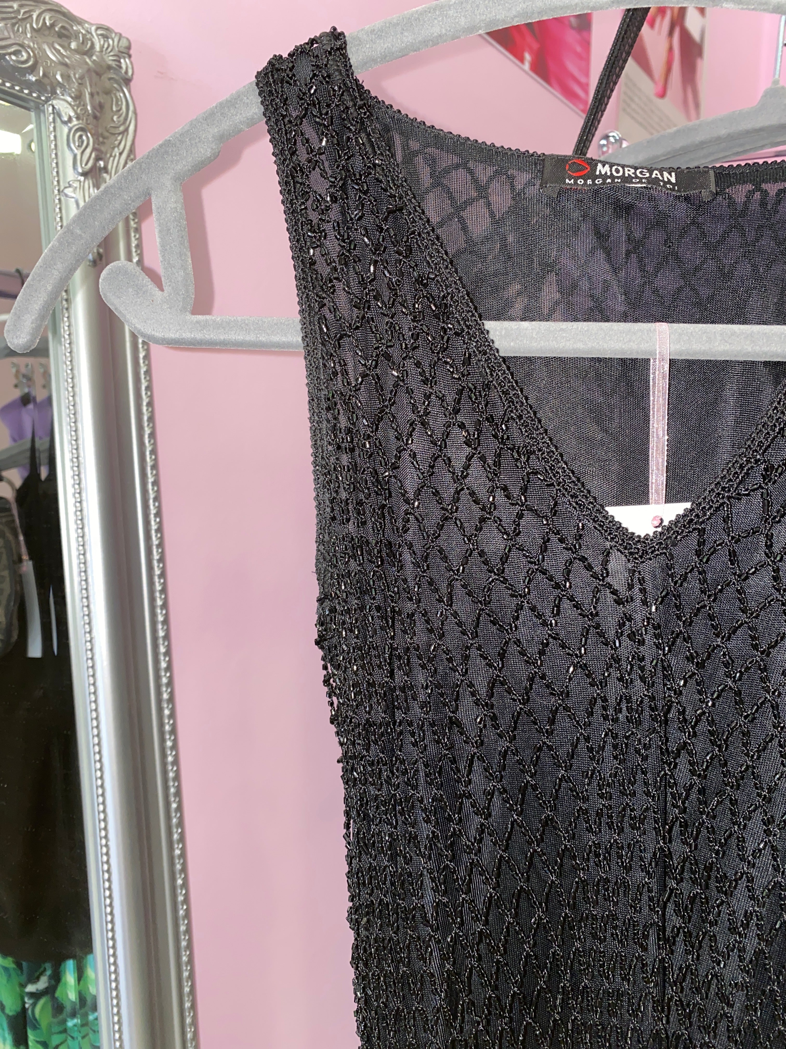 Beaded fishnet top