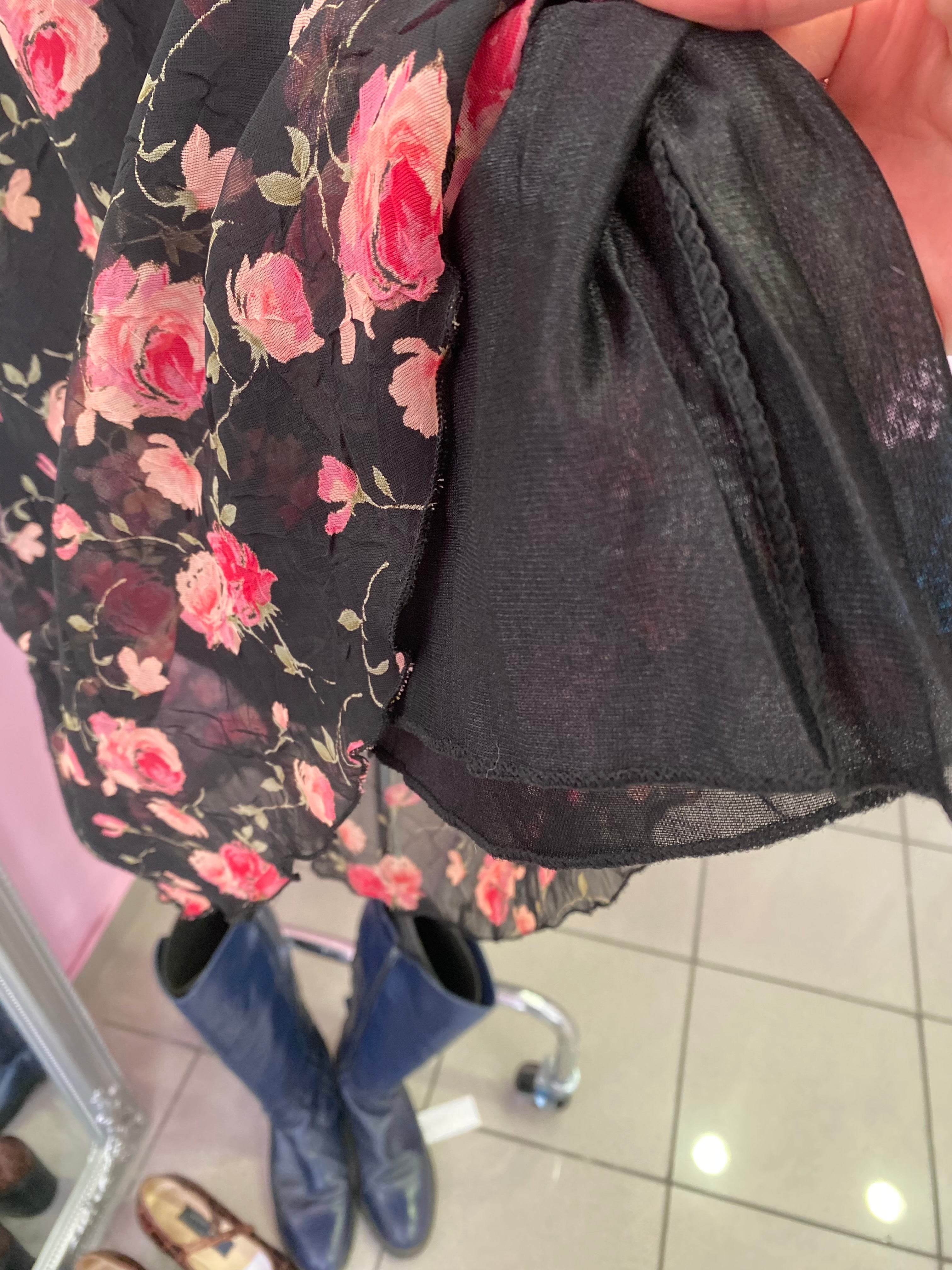 Floral rose midi skirt