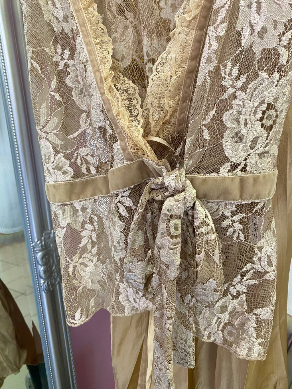 Beige lace cover up top