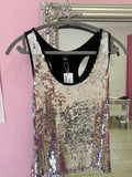 Silver sequin party top