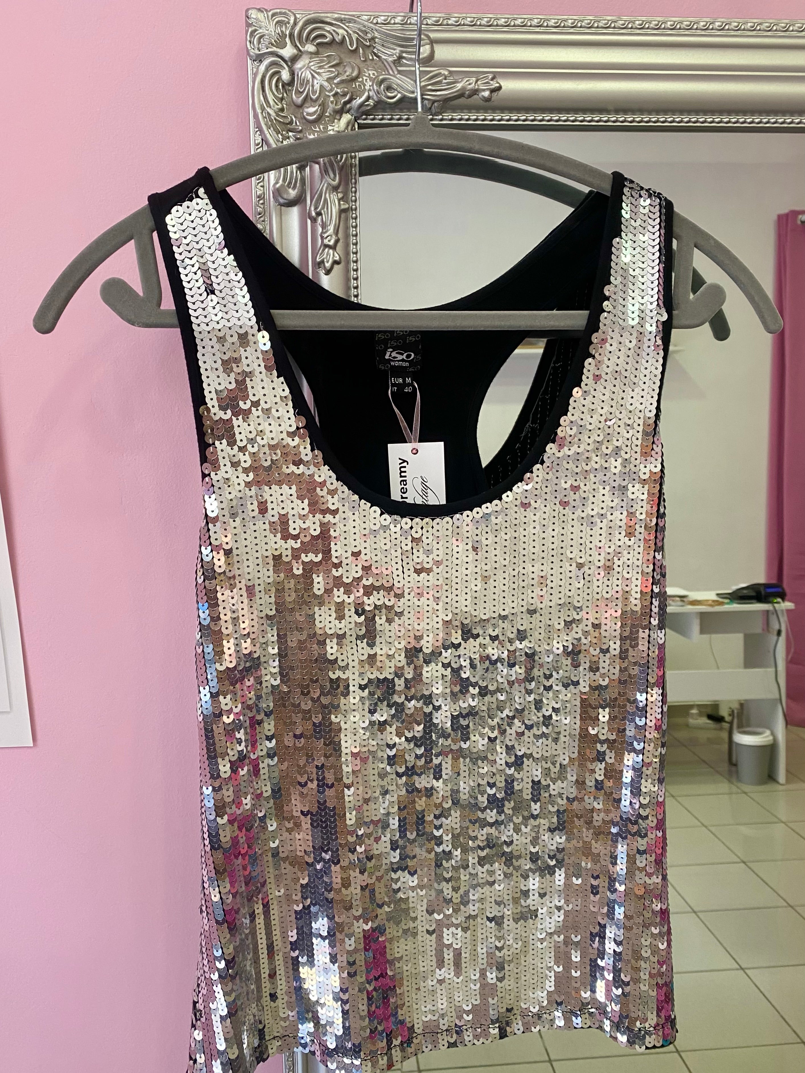 Silver sequin party top