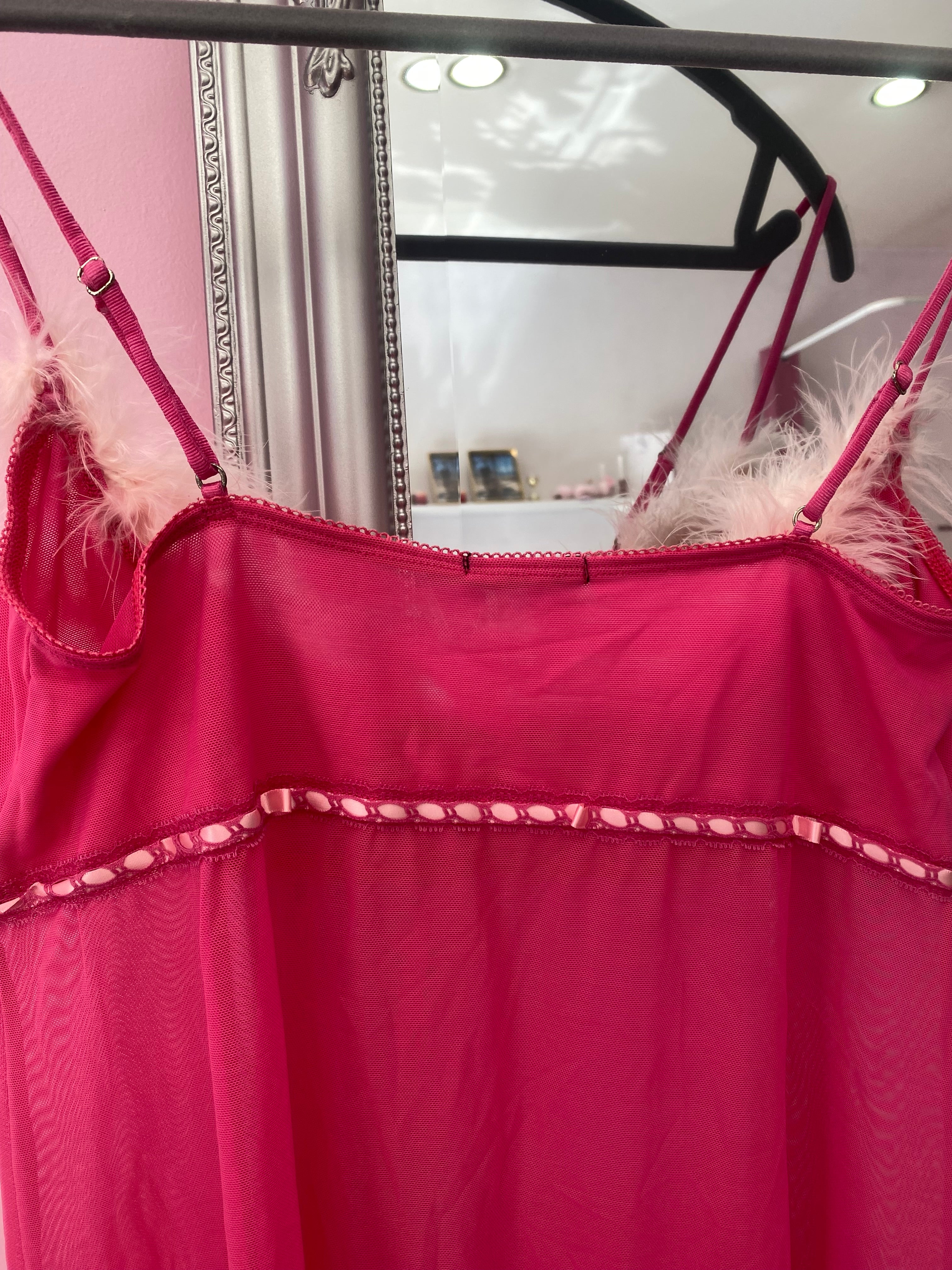 Pink cami with fluff