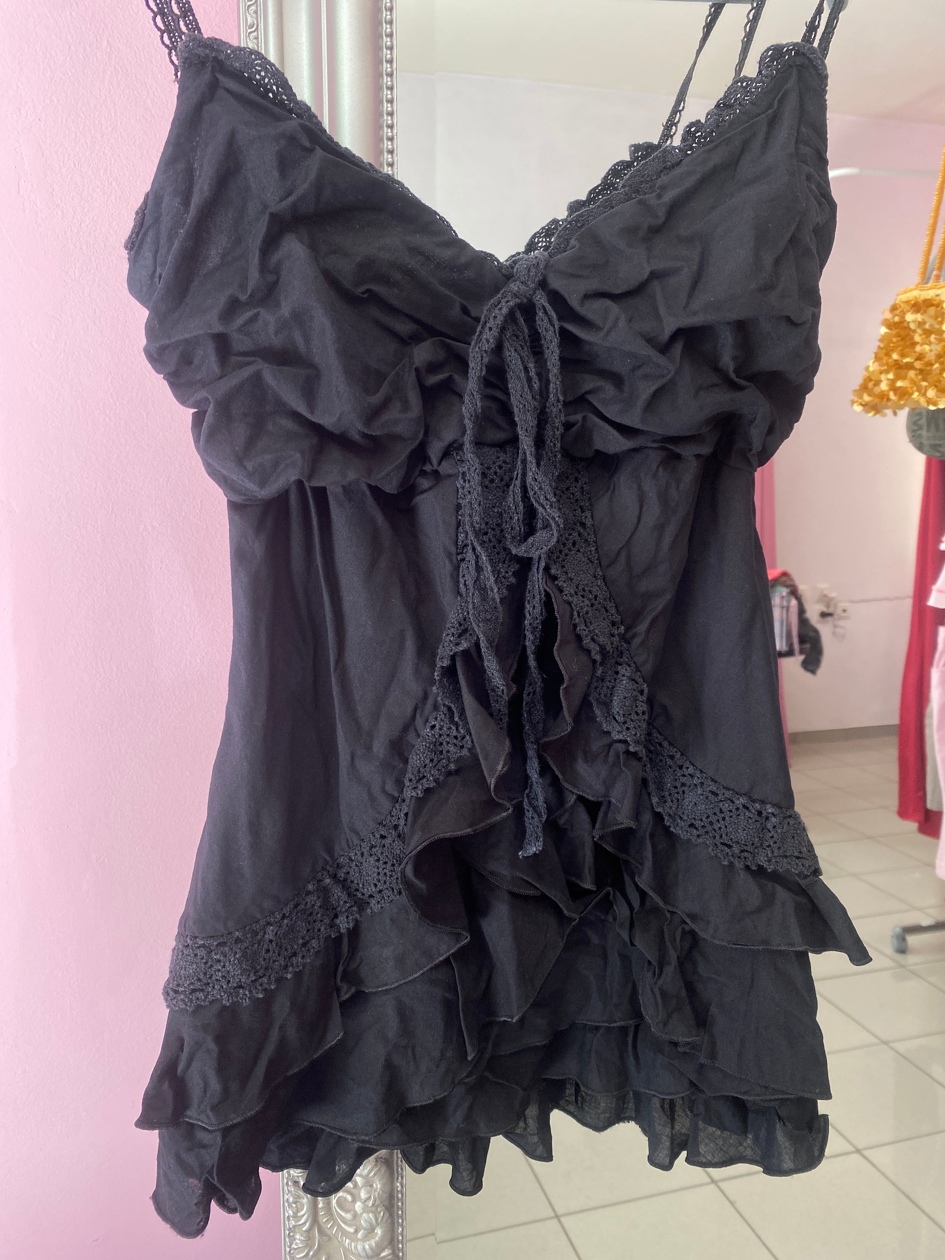 Black ruffle top