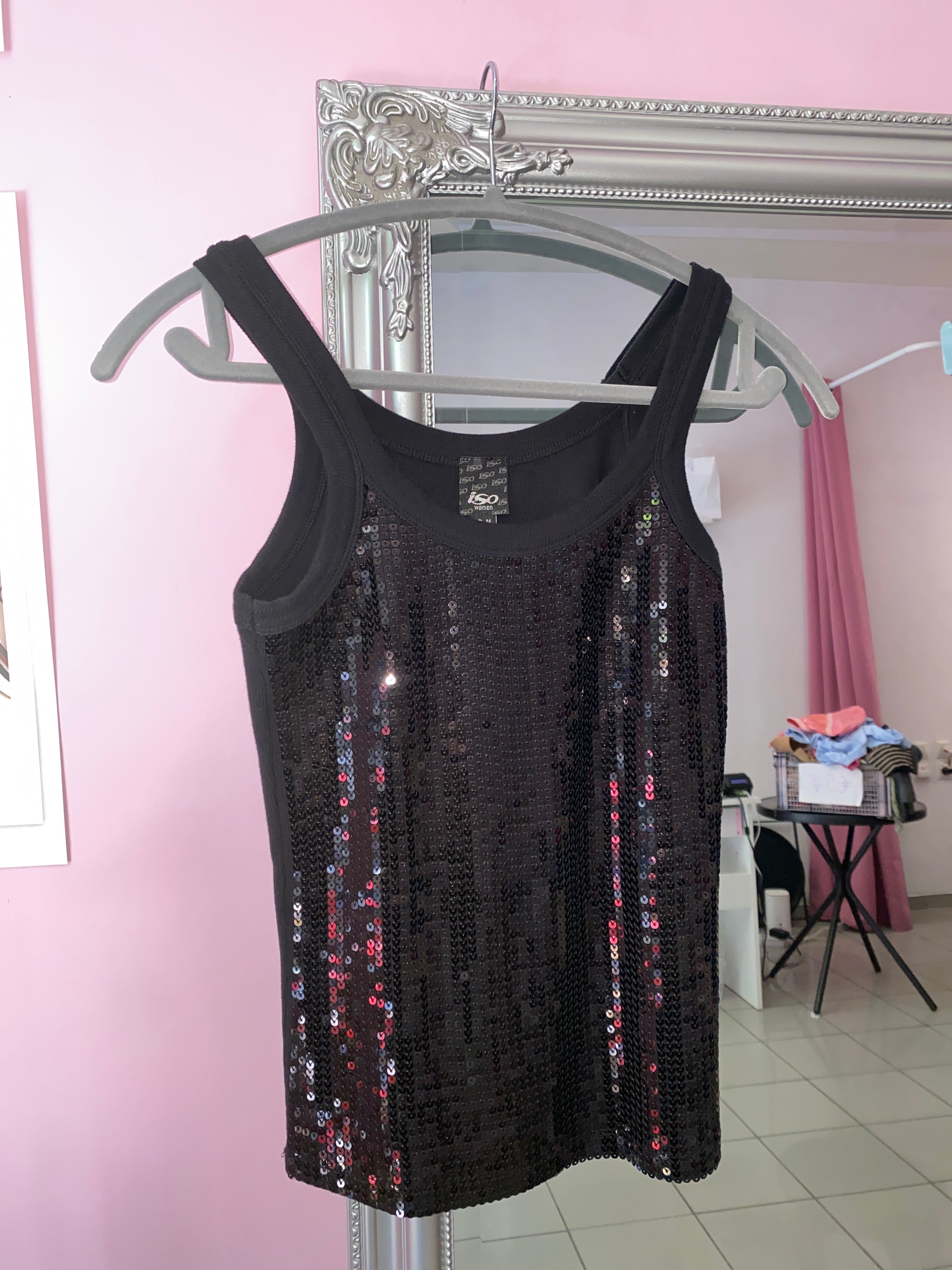 Black sequin tank