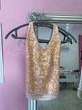 Golden sequin halter neck top