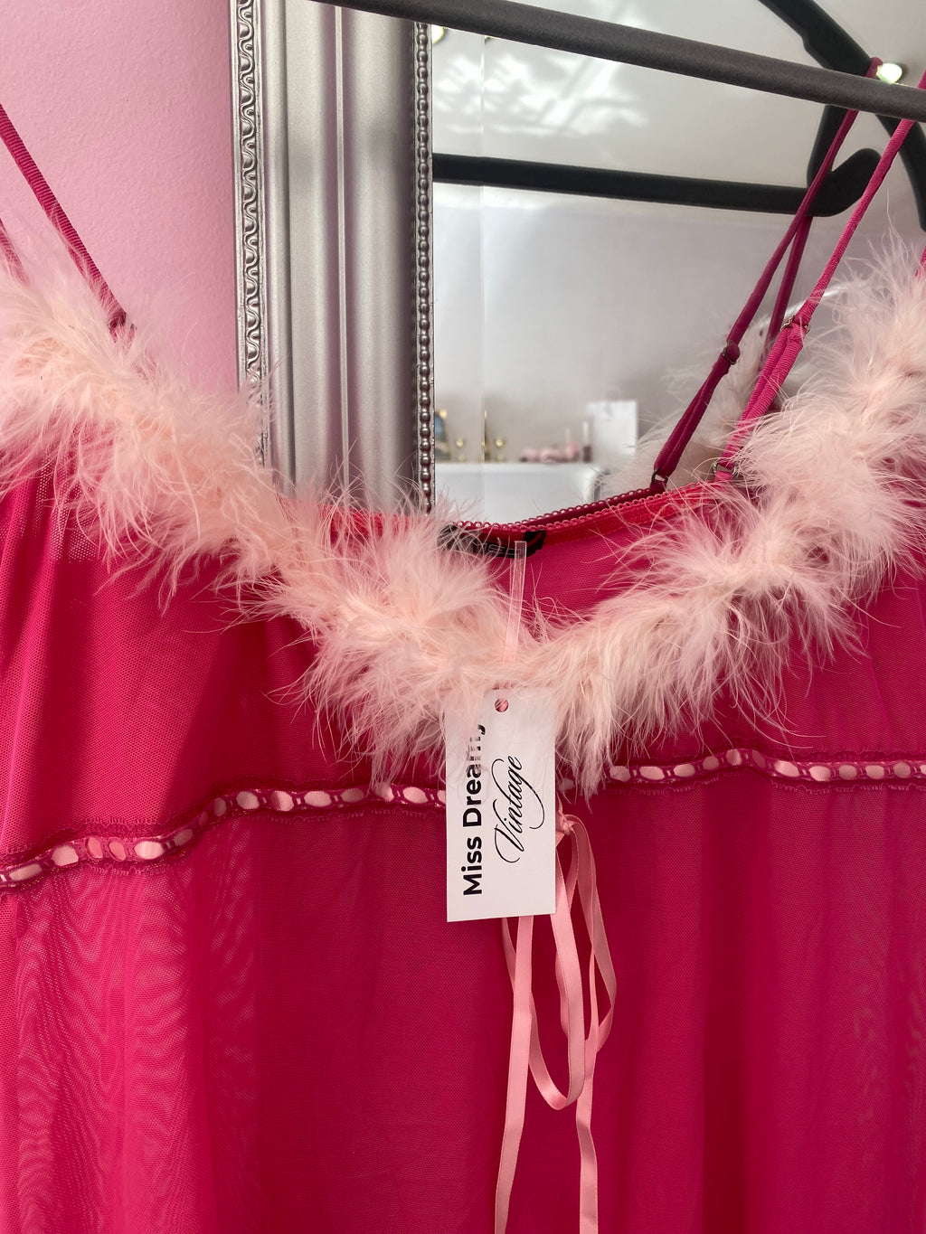 Pink cami with fluff