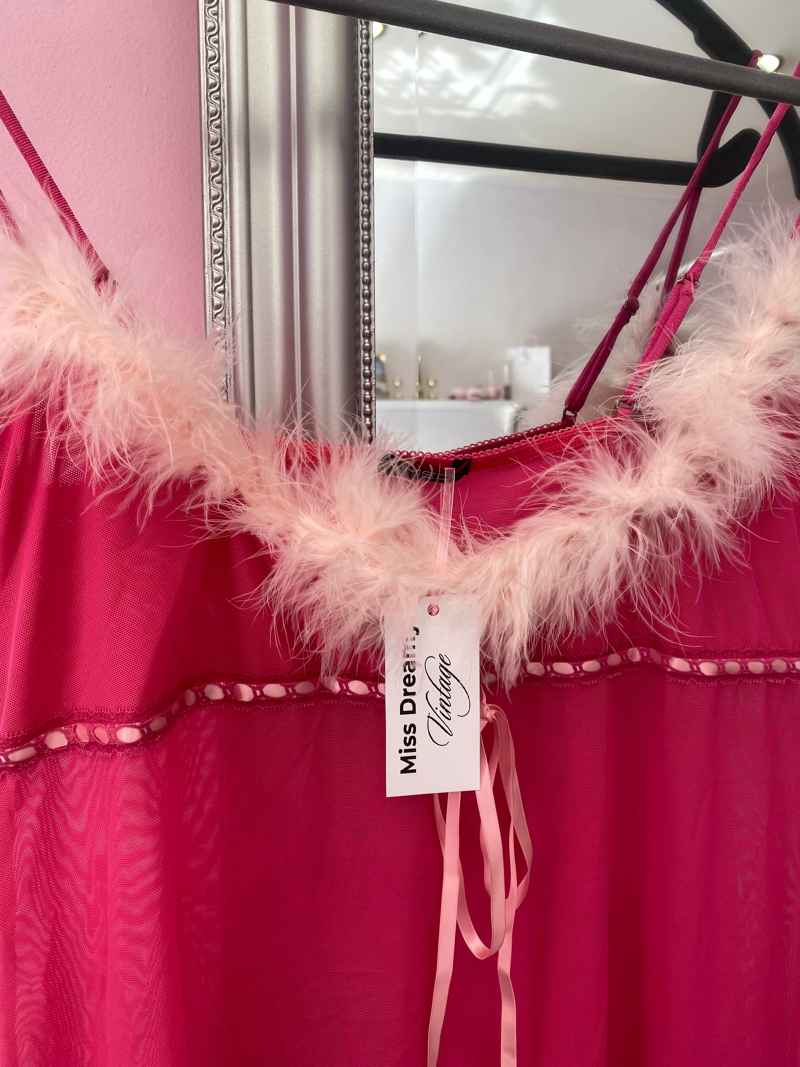Pink cami with fluff