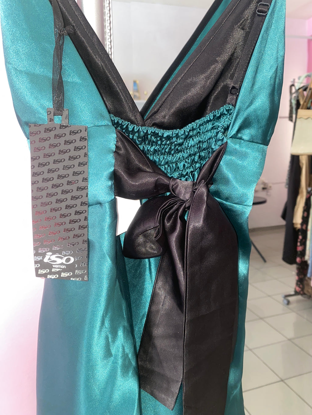 Satin green cami top
