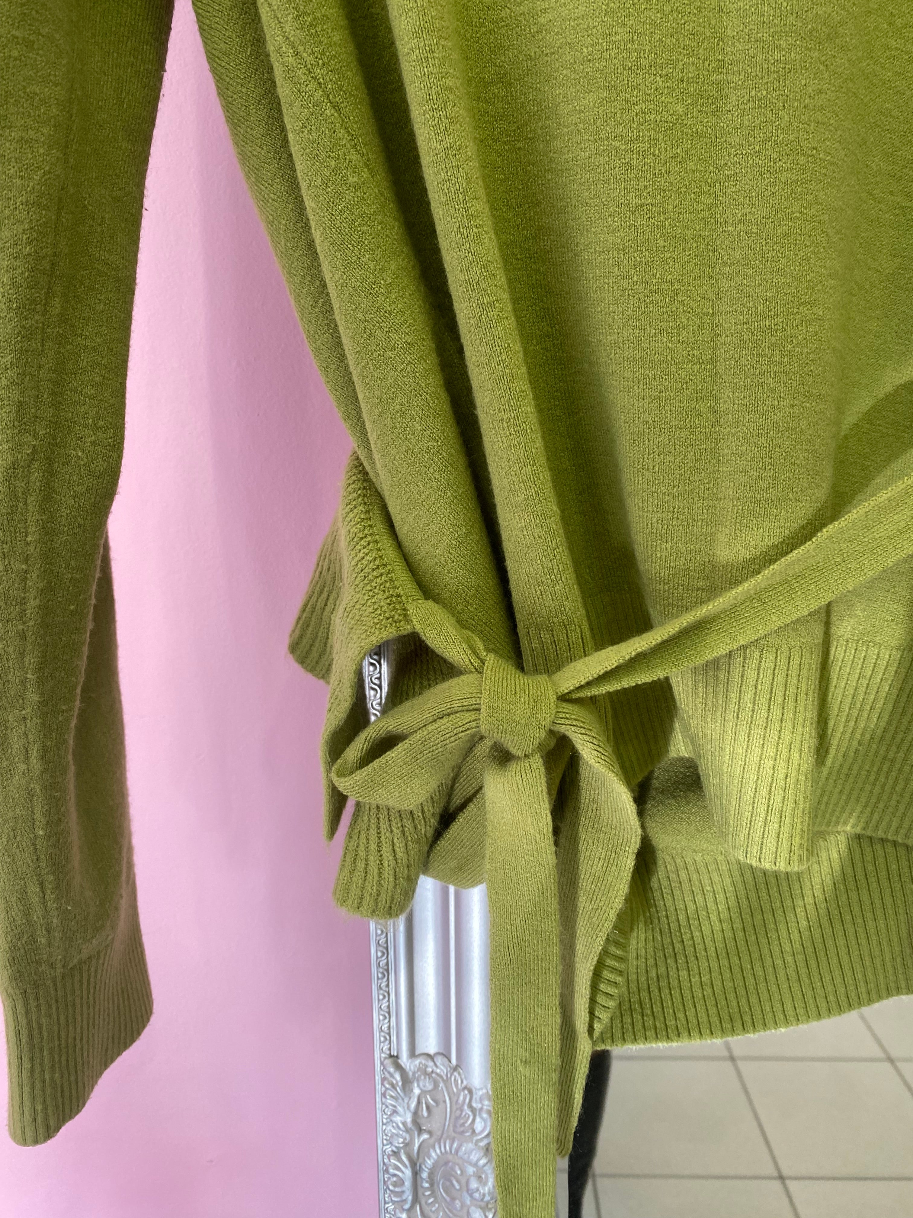 Green ruffle cardigan