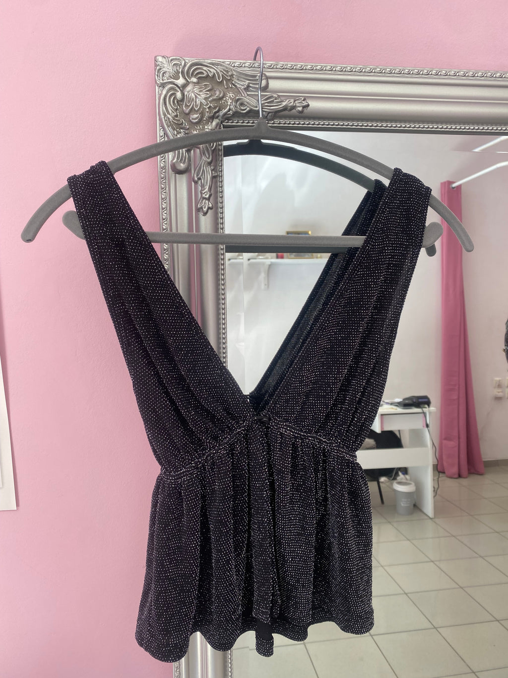 Black sparkly summer top