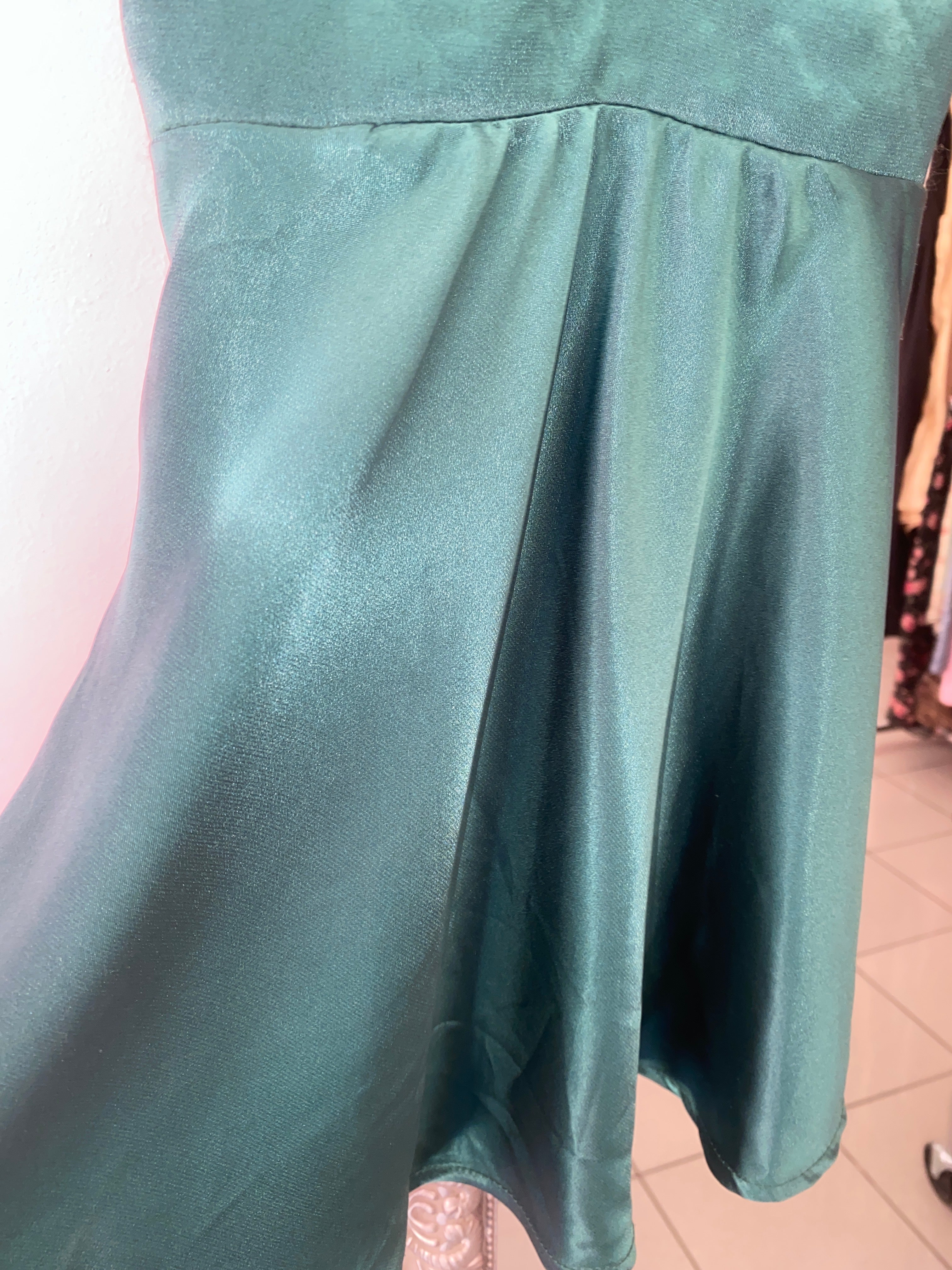 Satin green cami top