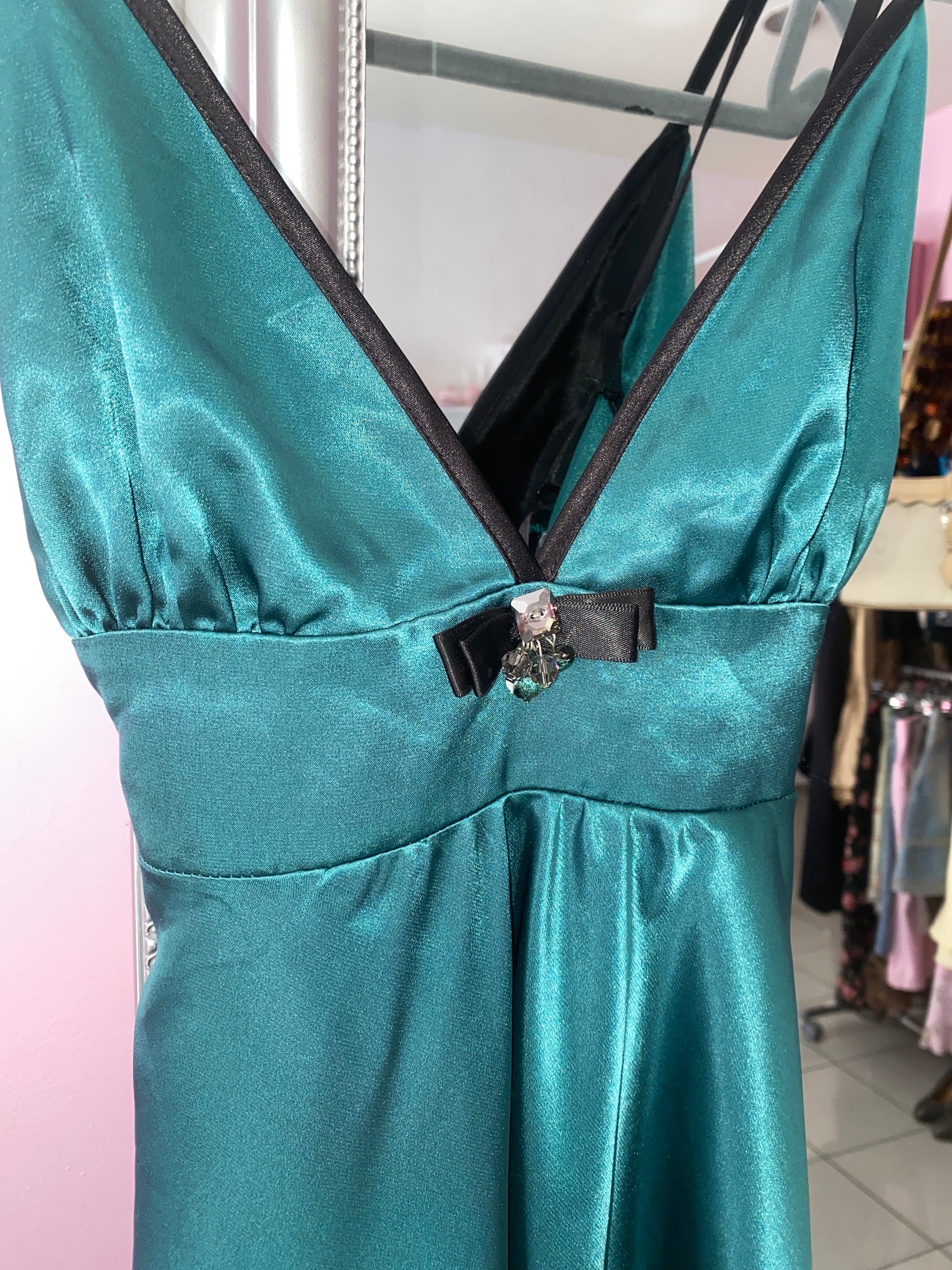 Satin green cami top