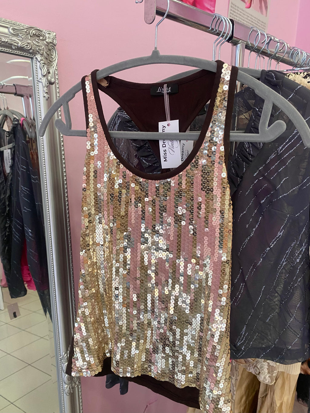 Sequin party tank top