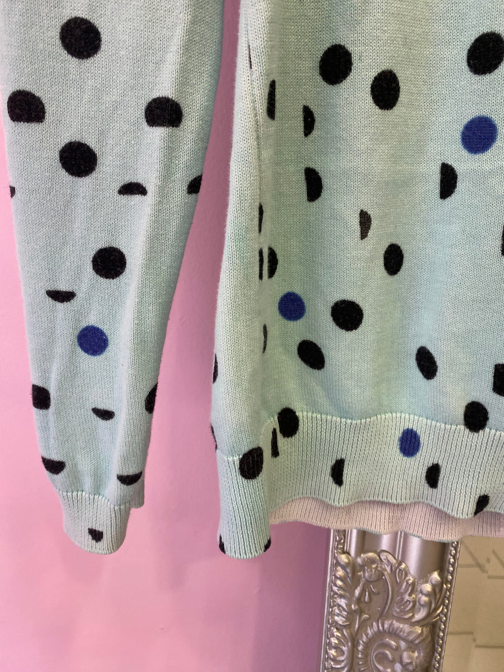 Y2K baby blue polkadot cardigan