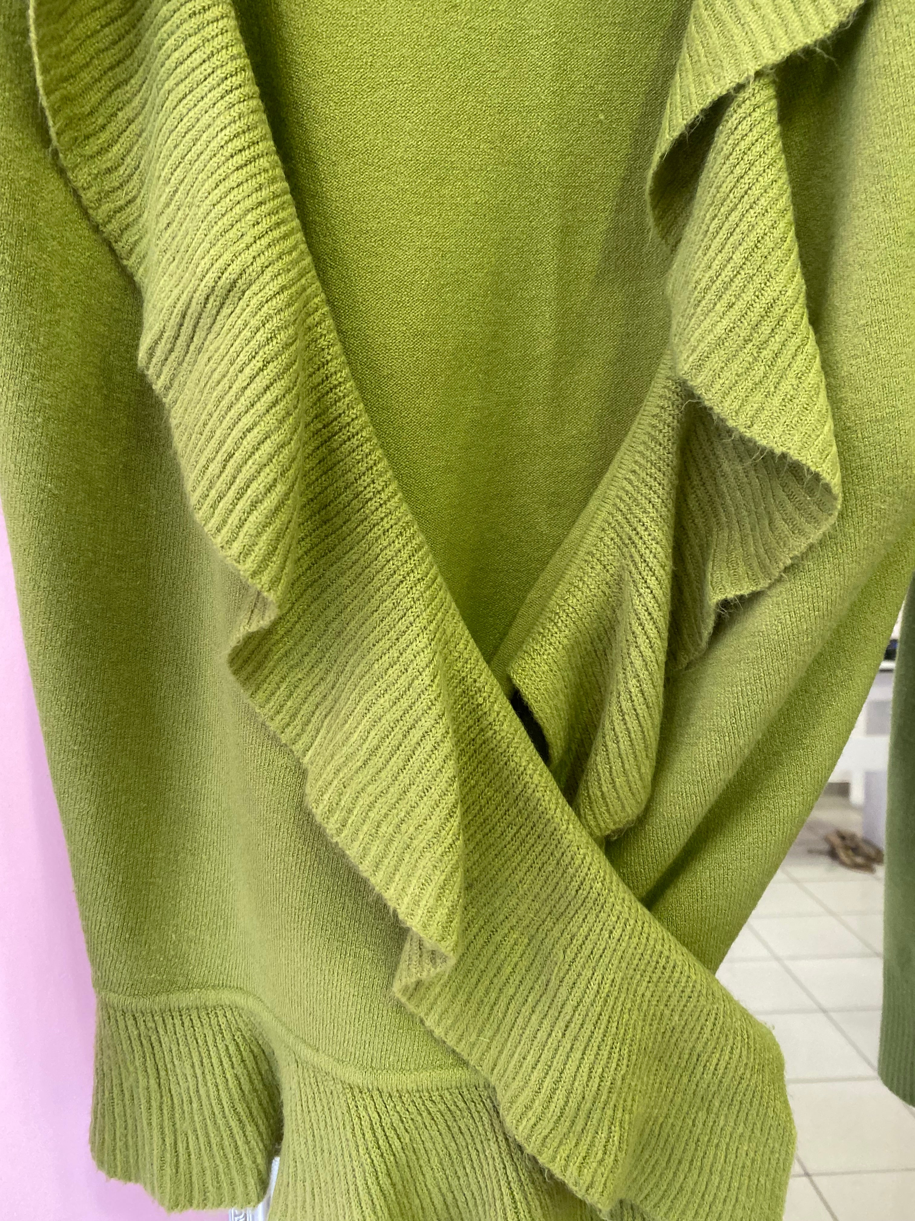 Green ruffle cardigan