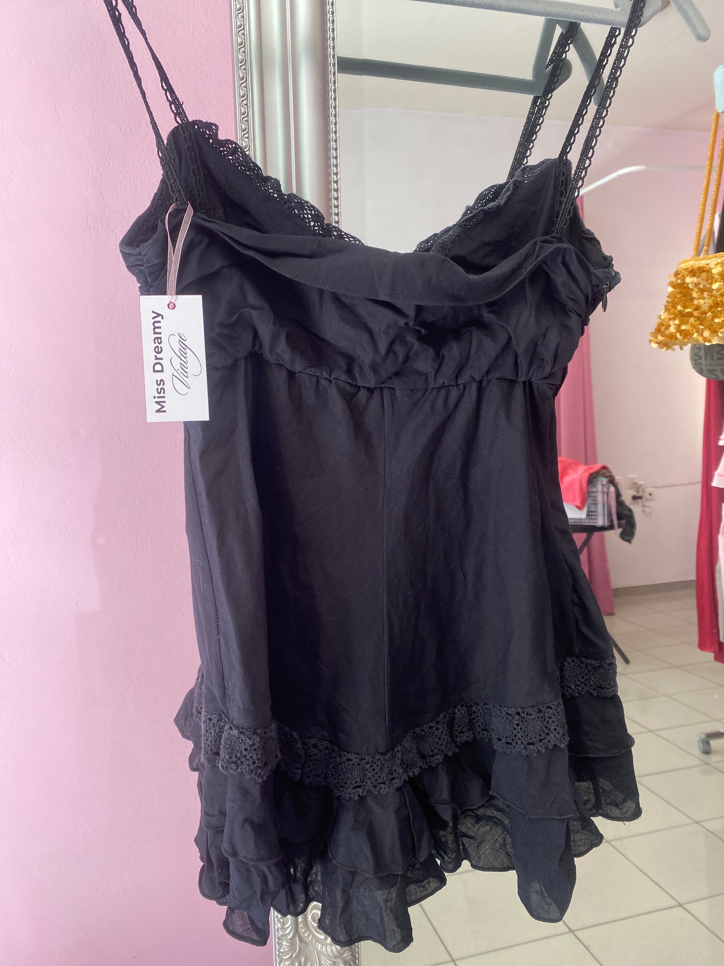 Black ruffle top